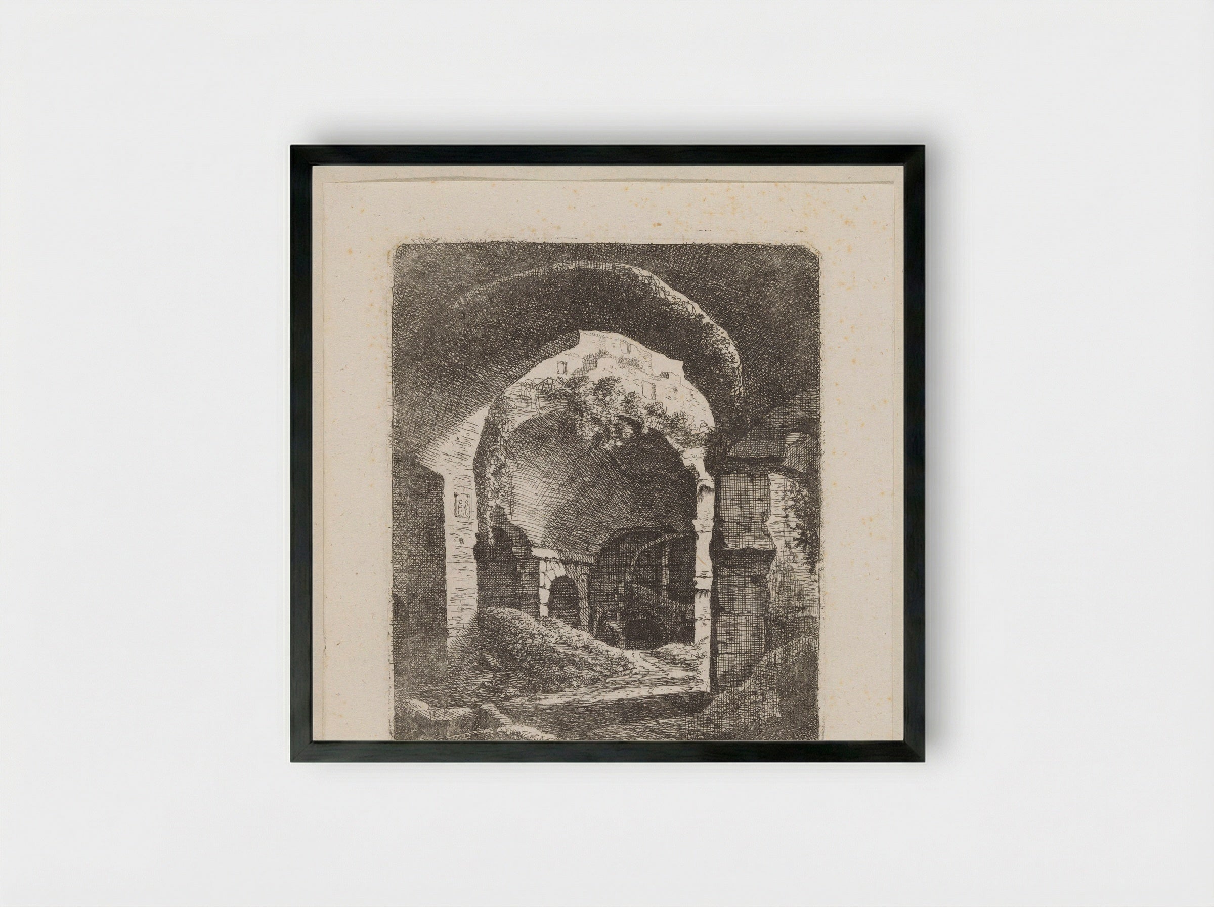 Gezicht op de ruïnes van het Colosseum - Johann Franz Ermels - Framed Print Black