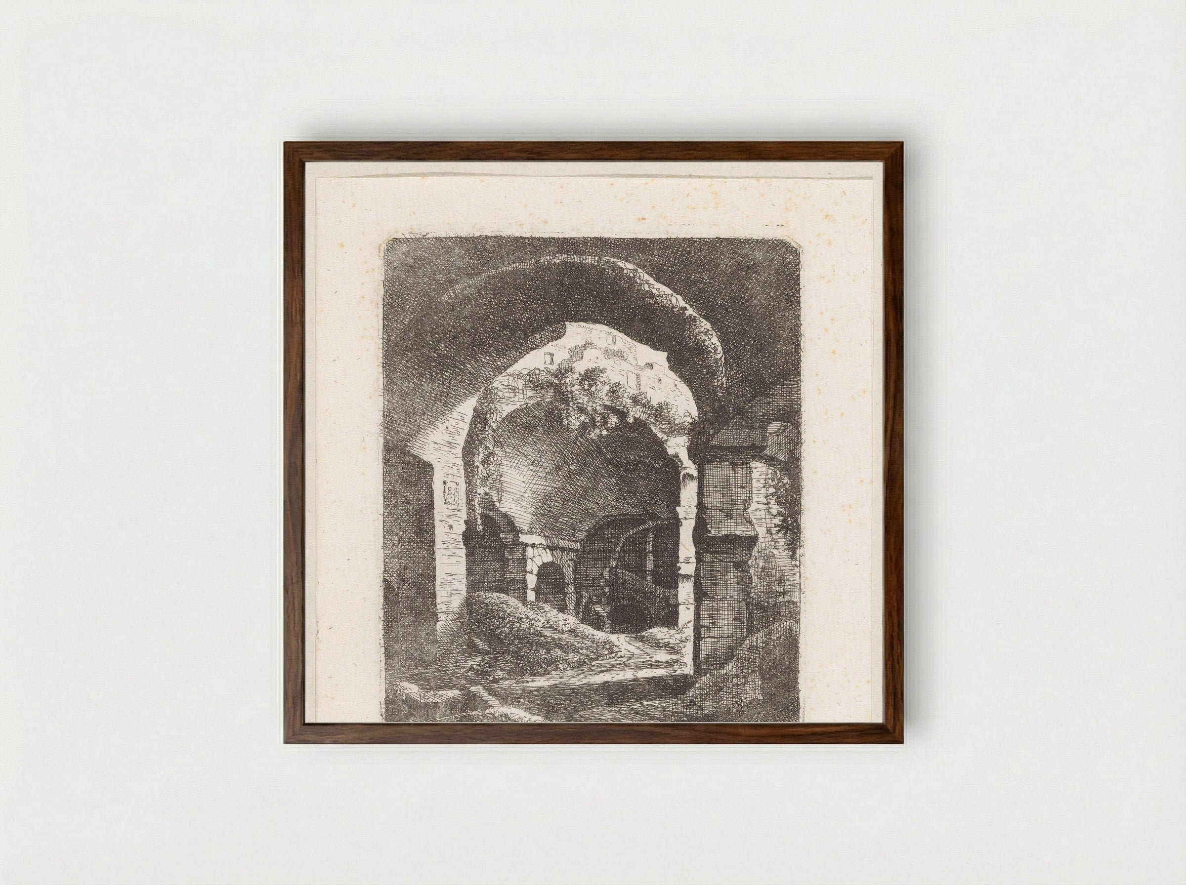 Gezicht op de ruïnes van het Colosseum - Johann Franz Ermels - Framed Print Dark Wood