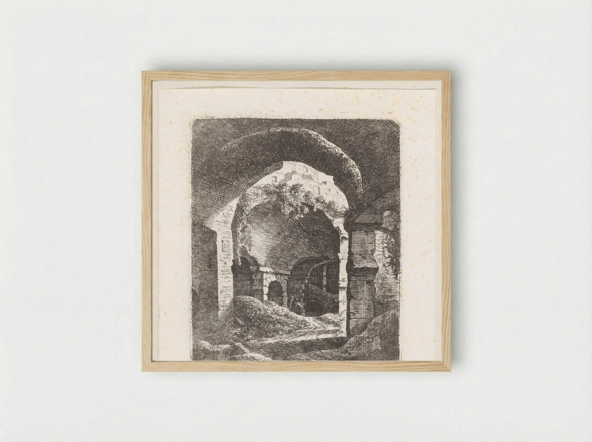 Gezicht op de ruïnes van het Colosseum - Johann Franz Ermels - Framed Print Wood