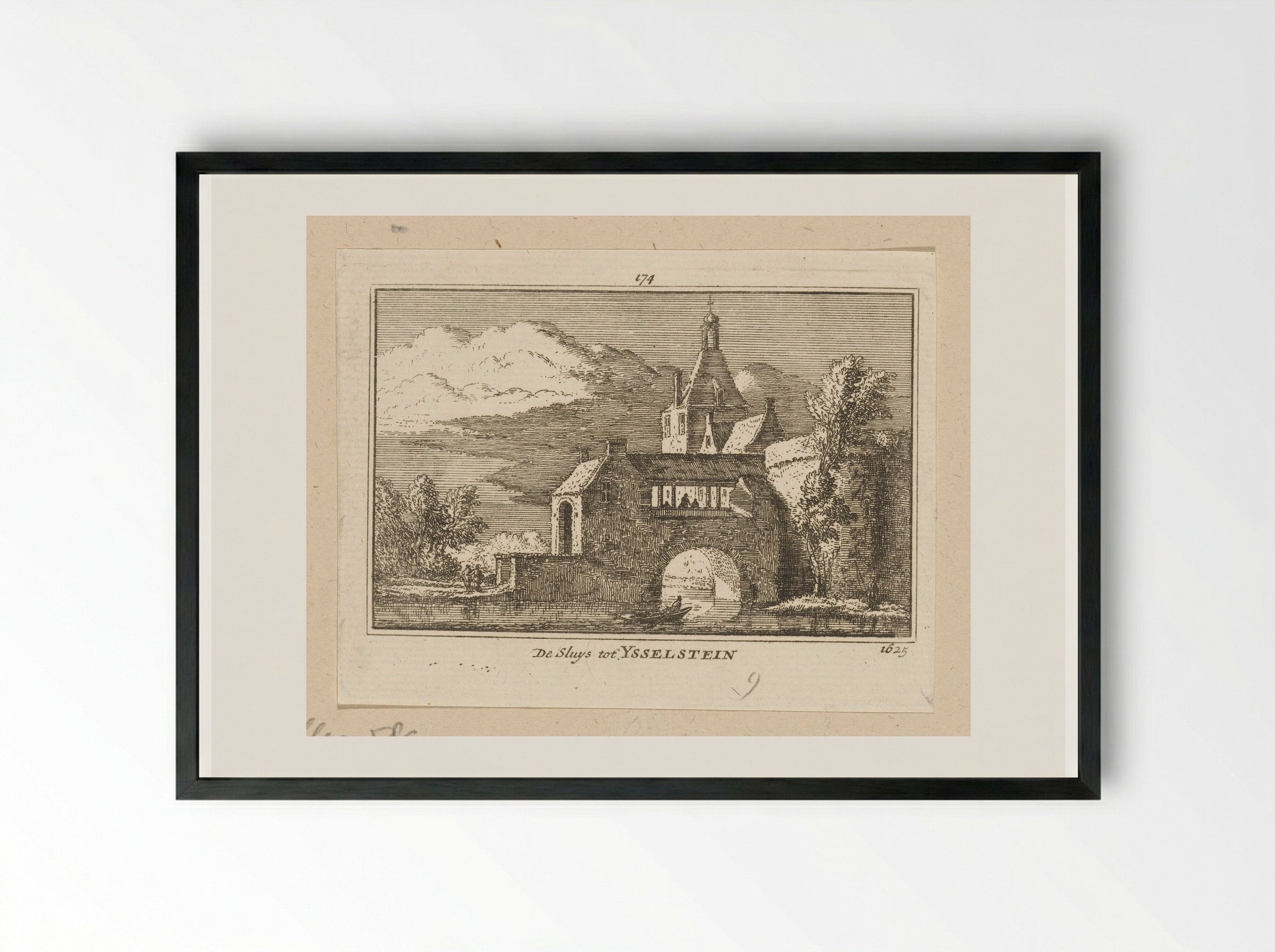 Gezicht op de sluis bij de IJsselpoort te IJsselstein - Abraham Rademaker - Framed Print Black