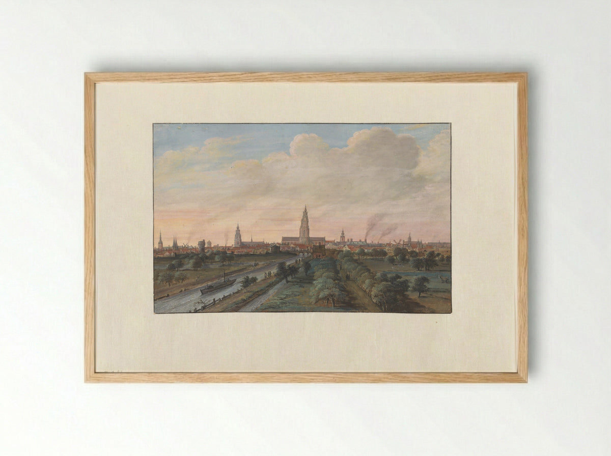 Gezicht op de stad Groningen - Gerrit Battem - Framed Print Wood