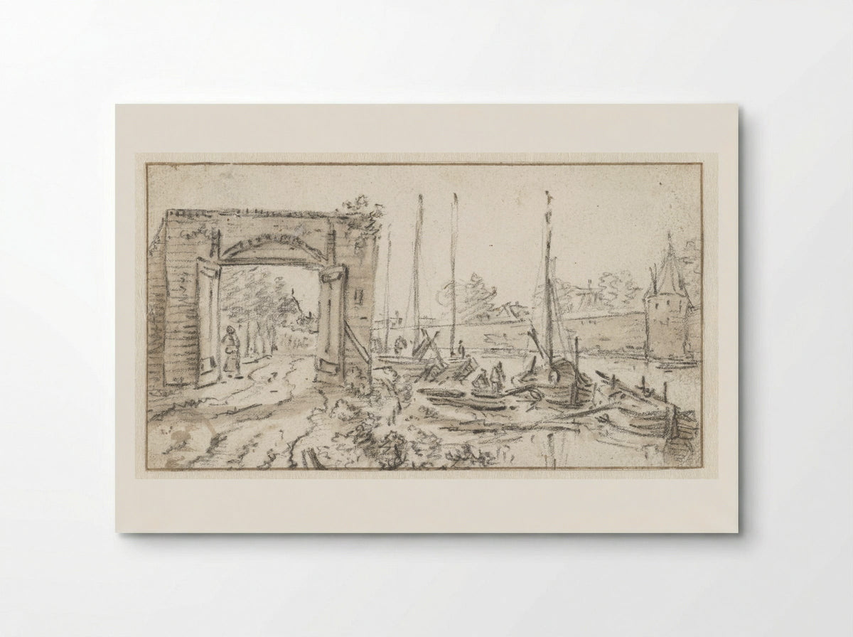 Gezicht op de stadsmuur van Utrecht - Herman Saftleven - Poster