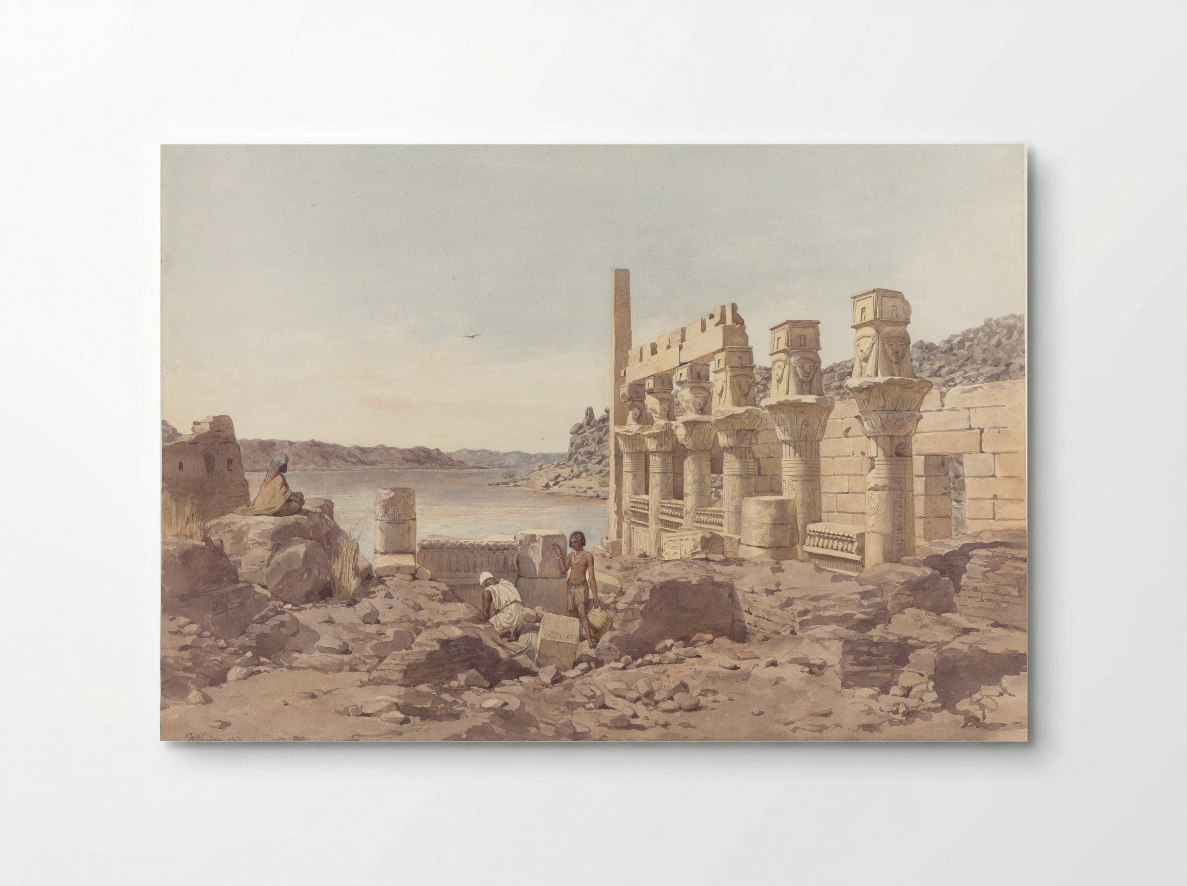 Gezicht op de tempelruïnes te Philae bij Aswan - Willem de Famars Testas - Poster