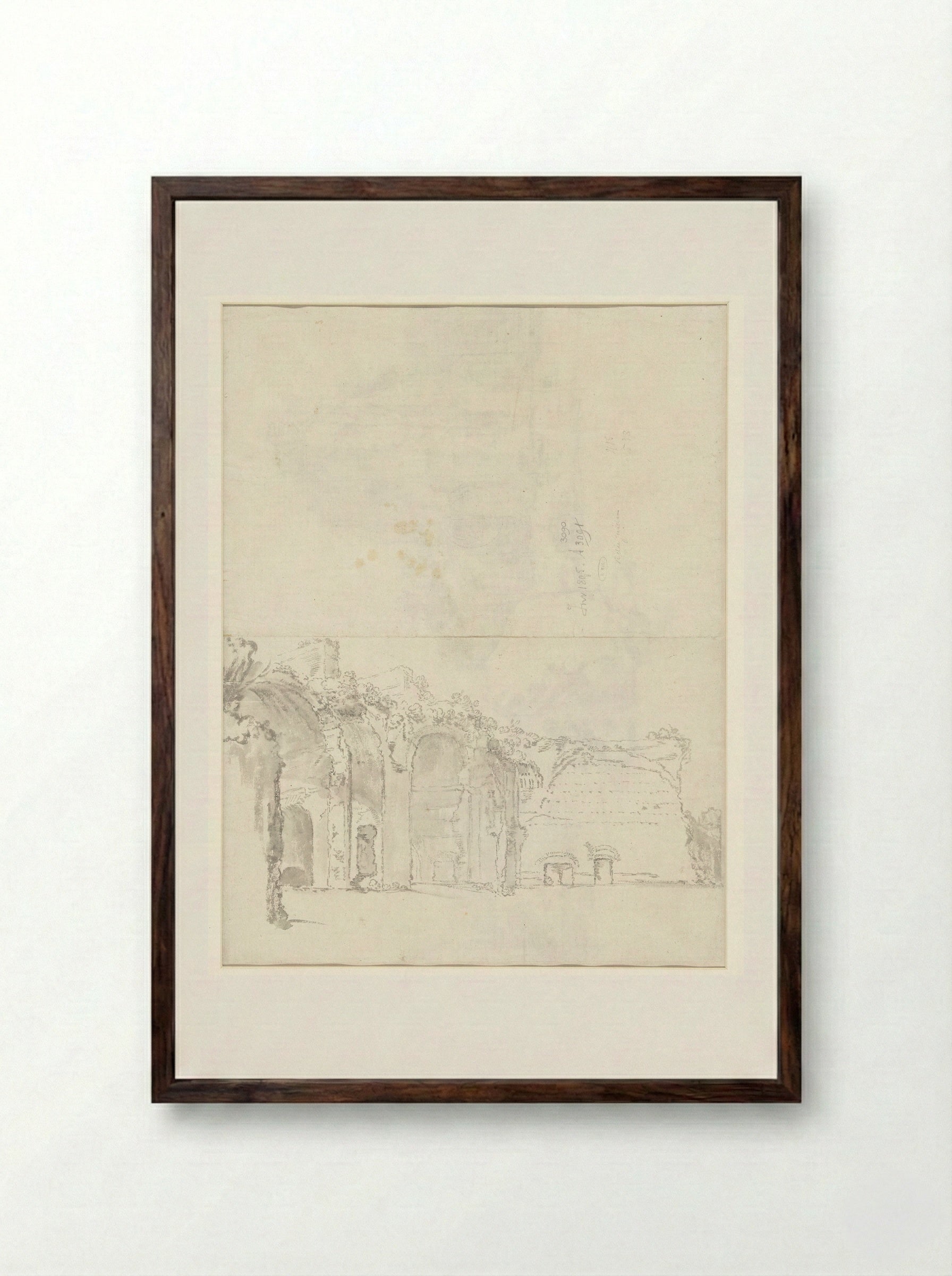 Gezicht op de thermen van Caracalla - Guilliam du Gardijn - Framed Print Dark Wood