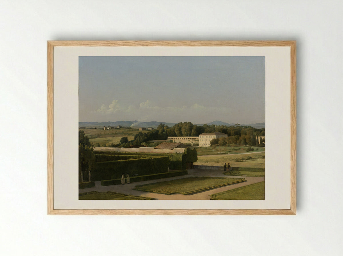Gezicht op de tuinen van Villa Medici - Michel-Martin Drolling - Framed Print Wood