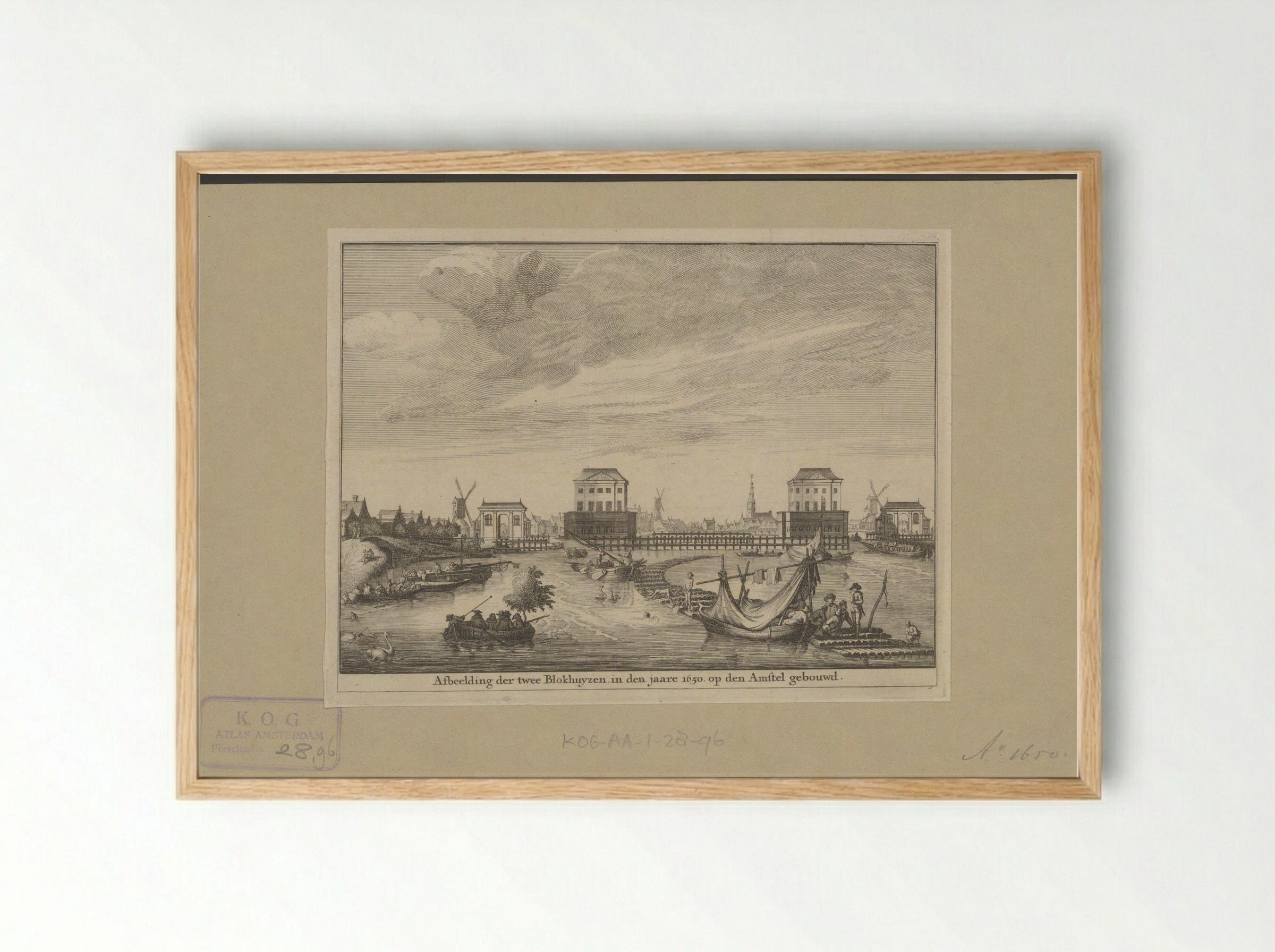 Gezicht op de twee Blokhuizen in de Amstel - Jan Goeree - Framed Print Wood