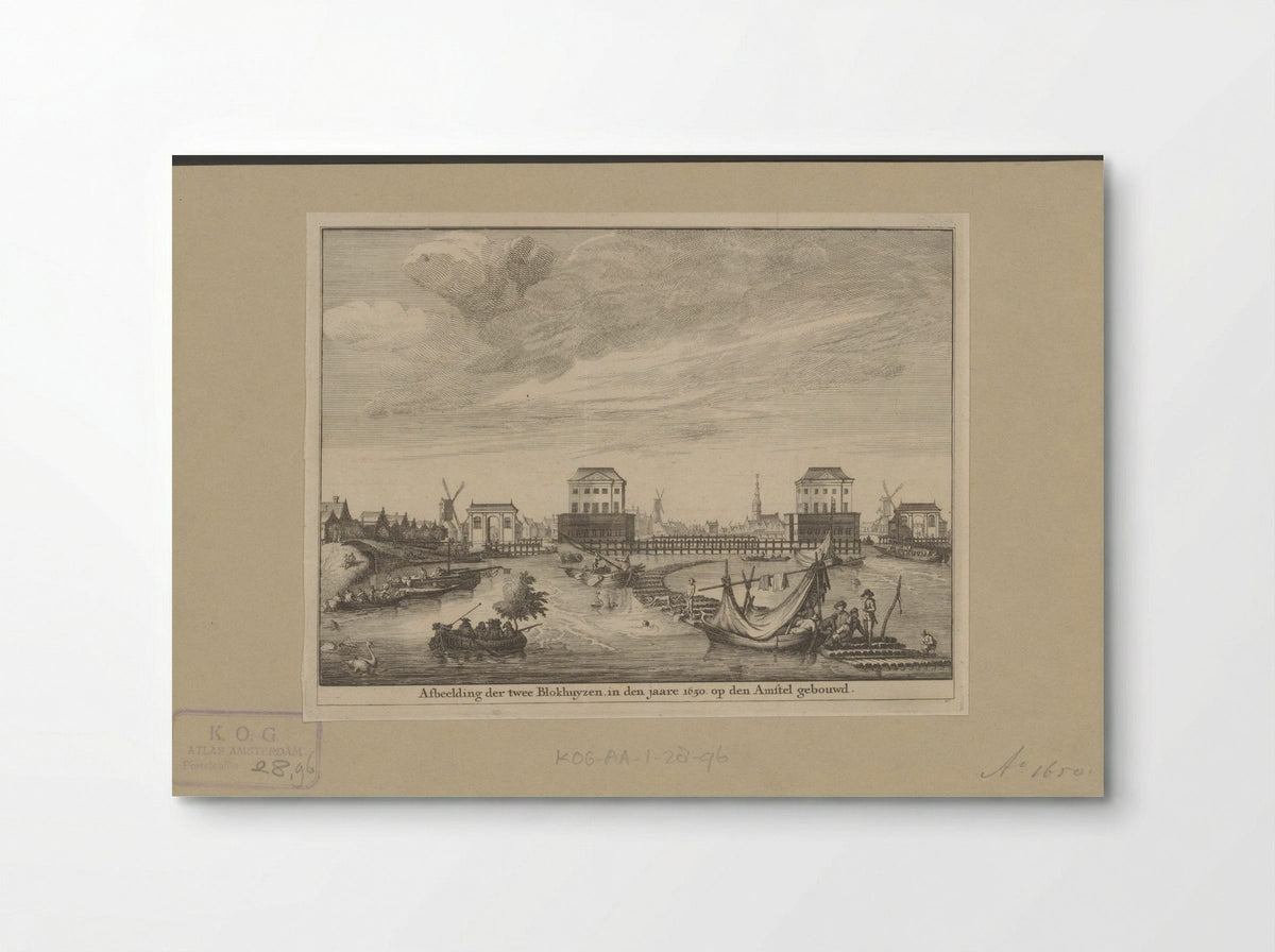 Gezicht op de twee Blokhuizen in de Amstel - Jan Goeree - Poster