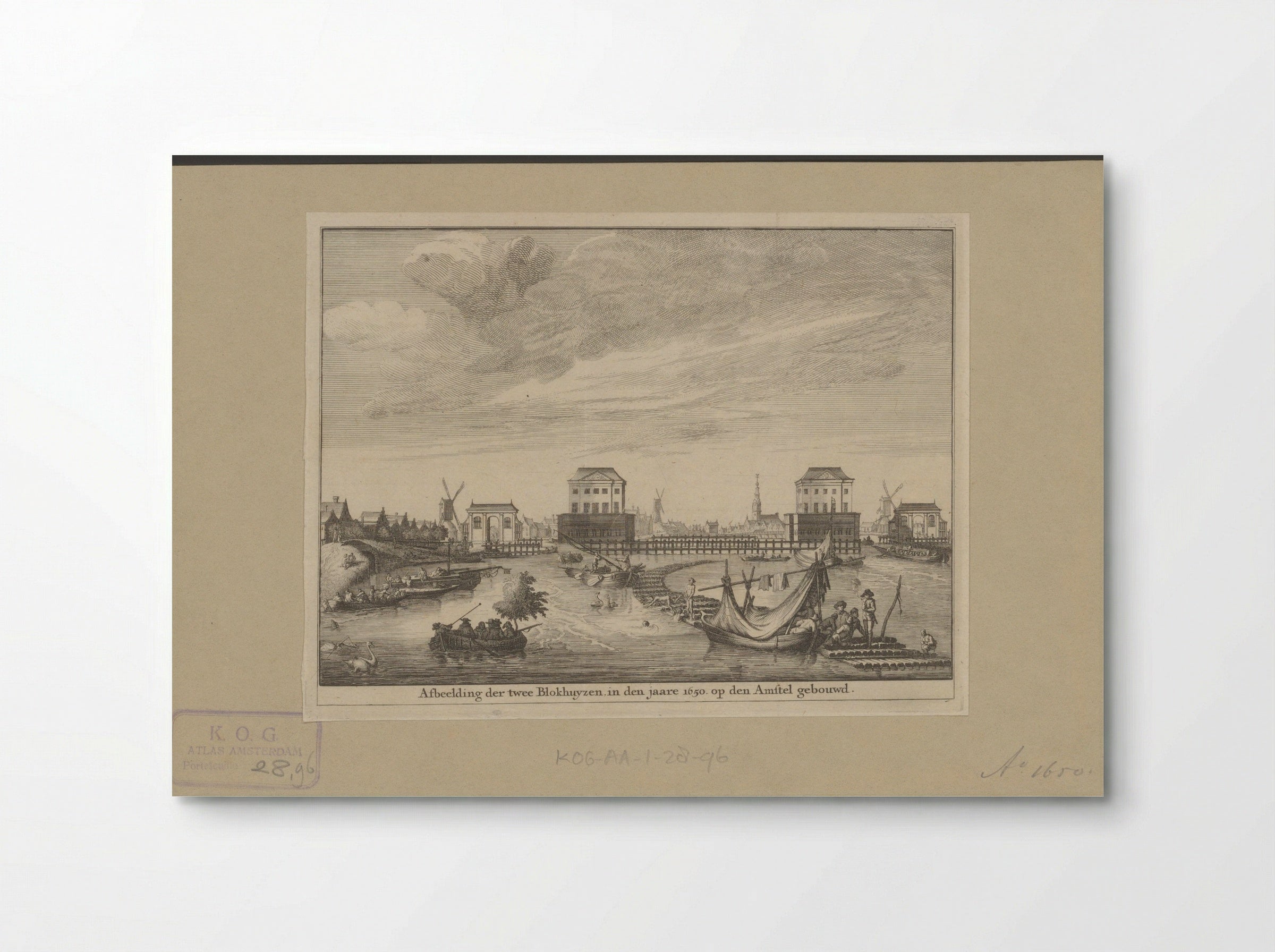 Gezicht op de twee Blokhuizen in de Amstel - Jan Goeree - Poster