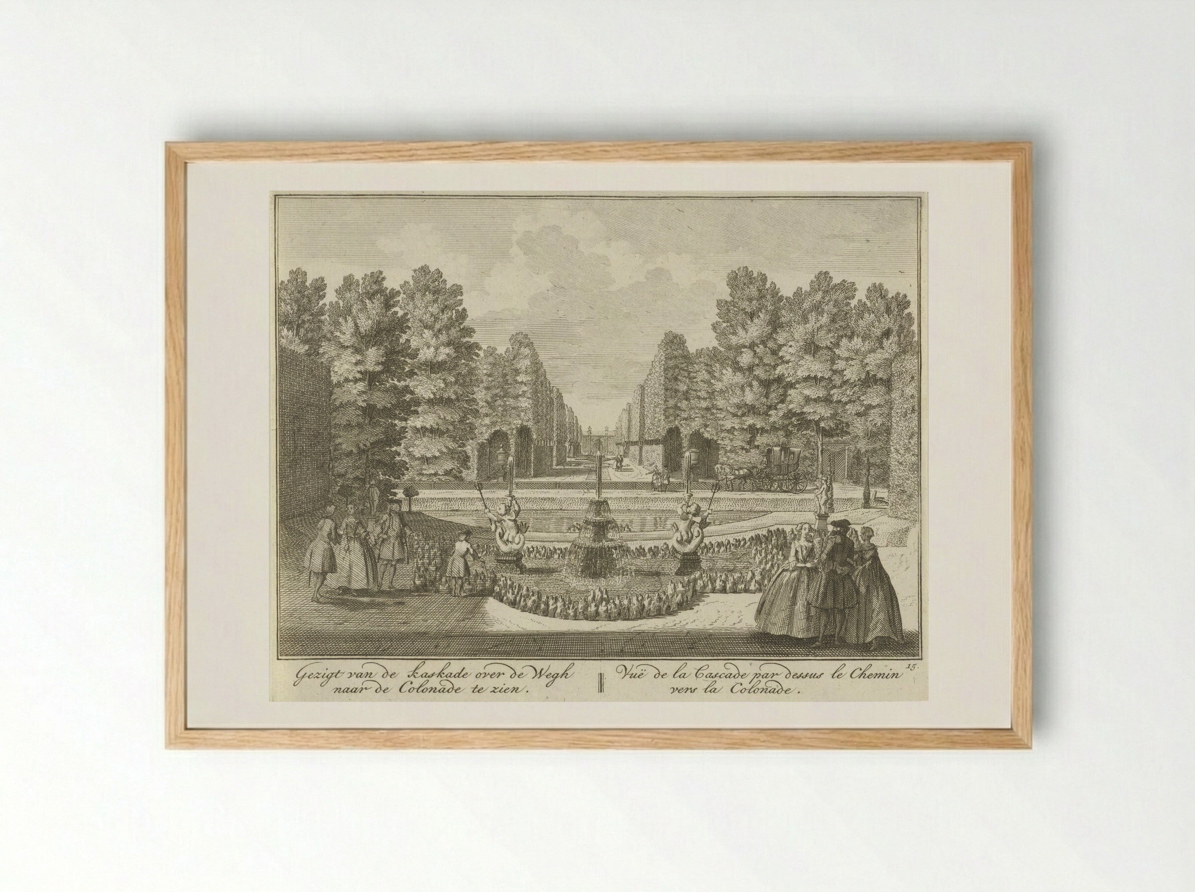 Gezicht op de vijver richting de colonnade in de tuin van Huis ter Meer te Maarssen - Hendrik de Leth - Framed Print Wood