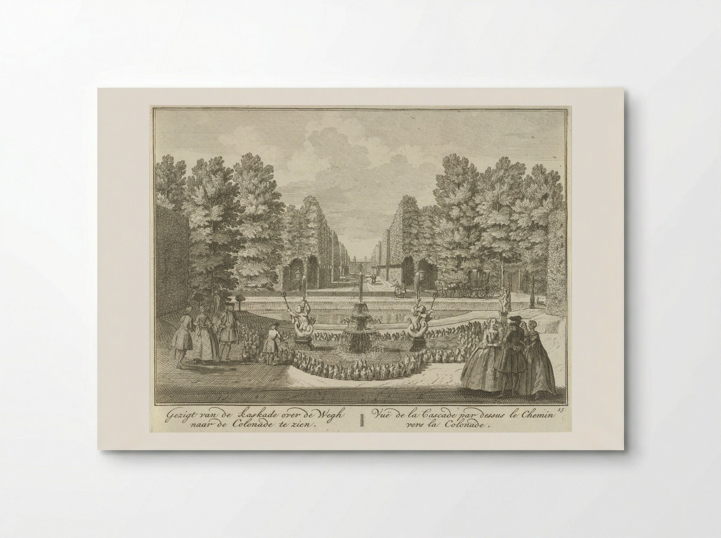 Gezicht op de vijver richting de colonnade in de tuin van Huis ter Meer te Maarssen - Hendrik de Leth - Poster