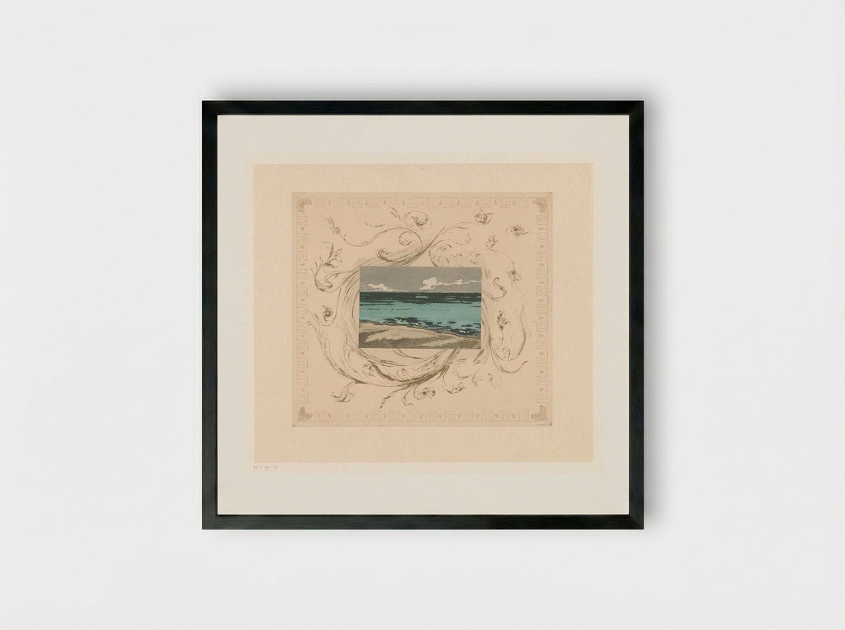 Gezicht op de zee bij Bognor Regis - Théodore Roussel - Framed Print Black