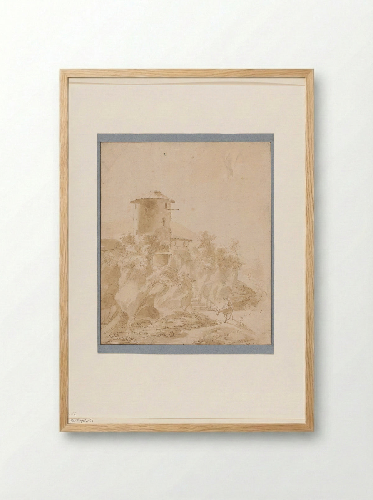 Gezicht op een Italiaanse ronde toren op een rots - Jan Lapp - Framed Print Wood