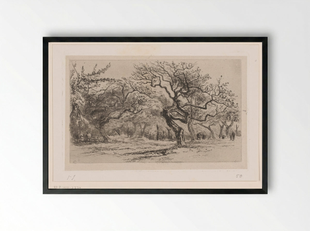 Gezicht op een boomgaard bij Honfleur - Carel Nicolaas Storm van 's-Gravesande - Framed Print Black