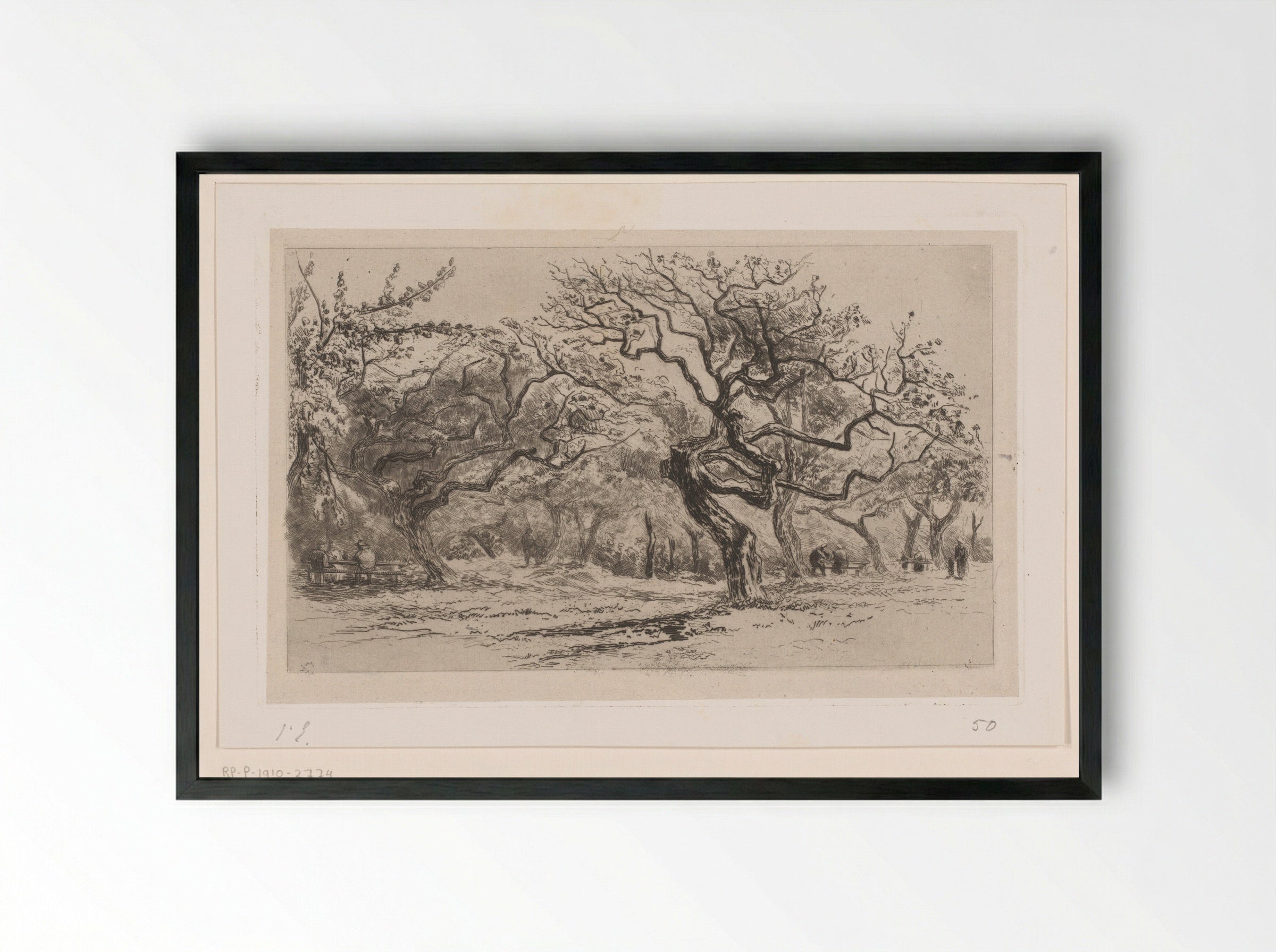 Gezicht op een boomgaard bij Honfleur - Carel Nicolaas Storm van 's-Gravesande - Framed Print Black