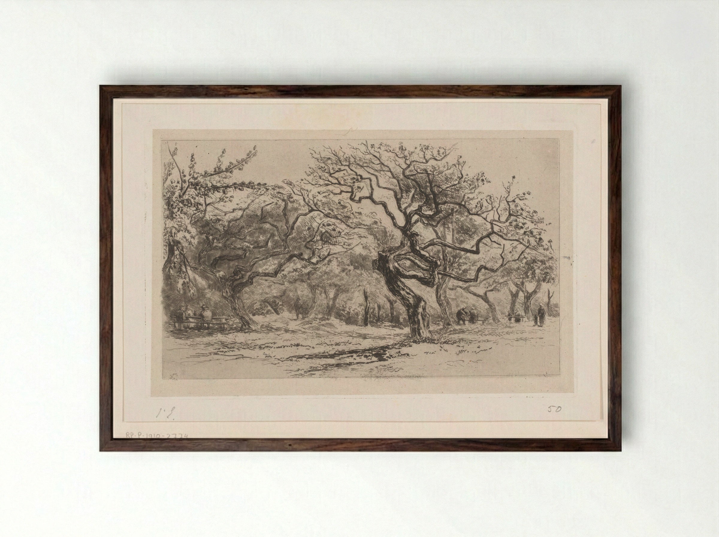 Gezicht op een boomgaard bij Honfleur - Carel Nicolaas Storm van 's-Gravesande - Framed Print Dark Wood