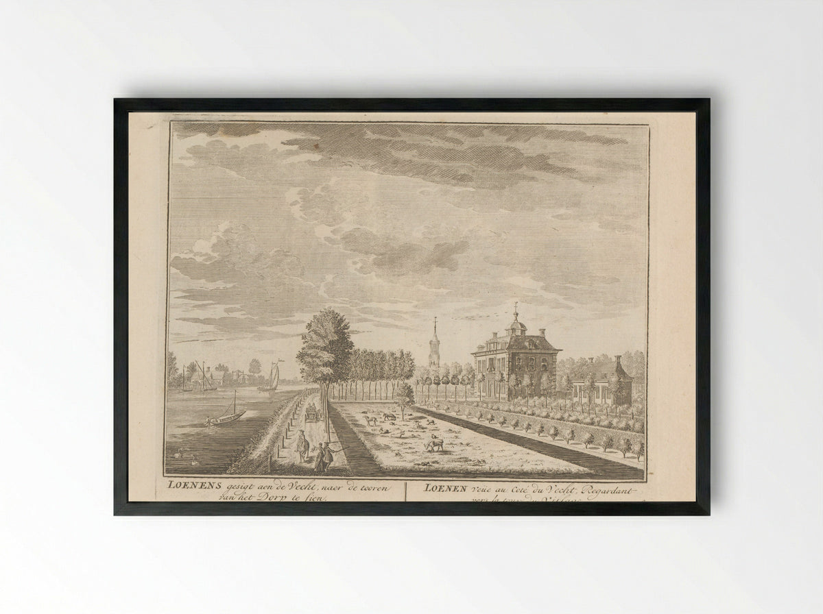 Gezicht op een buitenplaats nabij Loenen aan de Vecht - Daniël Stopendaal - Framed Print Black