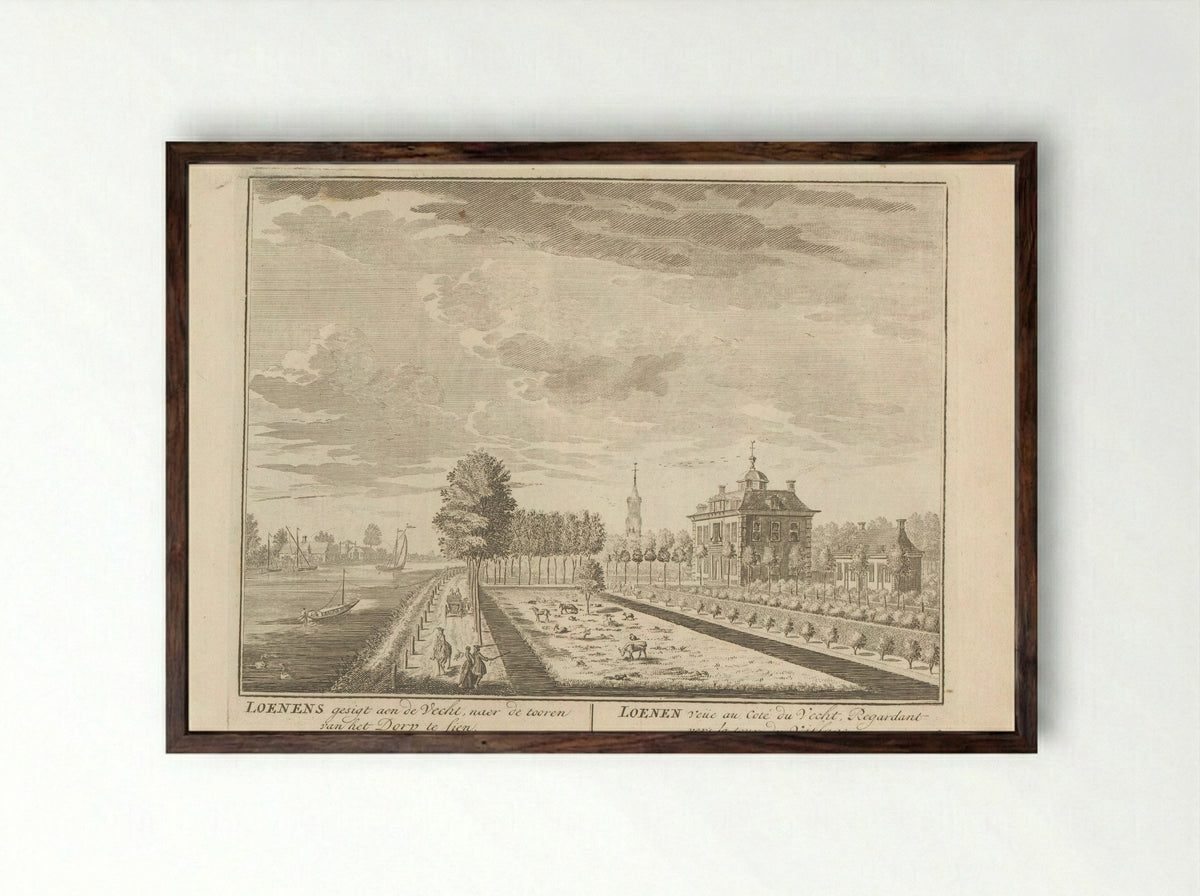 Gezicht op een buitenplaats nabij Loenen aan de Vecht - Daniël Stopendaal - Framed Print Dark Wood