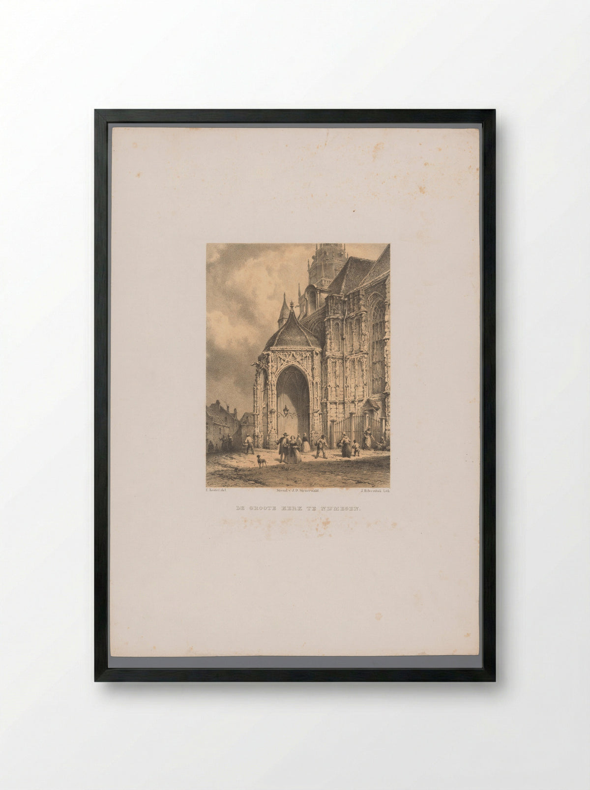 Gezicht op een deel van de Grote of Sint-Stevenskerk te Nijmegen - Frans Buffa en Zonen - Framed Print Black