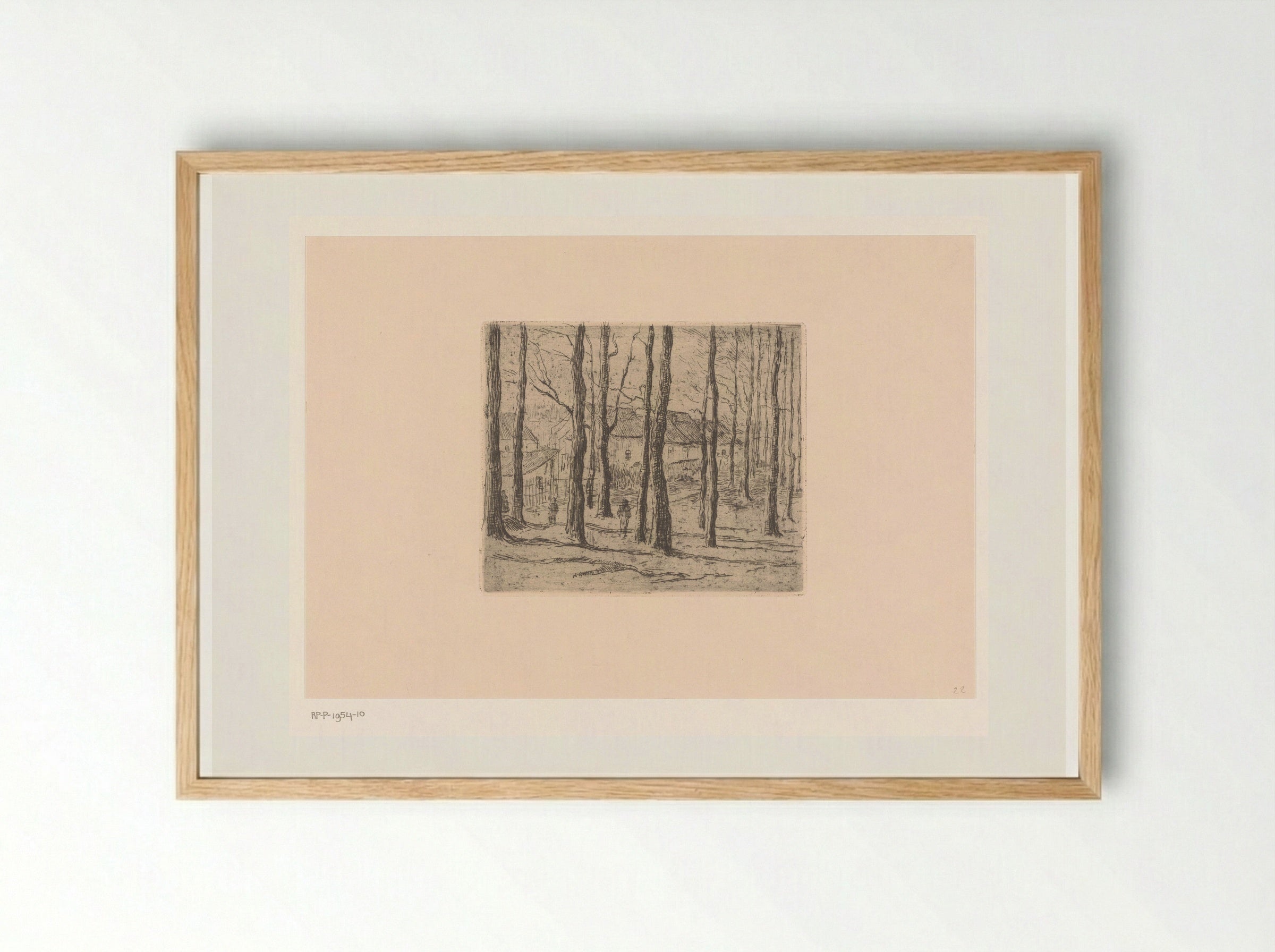 Gezicht op een dorp tussen bomen door - Rik Wouters - Framed Print Wood