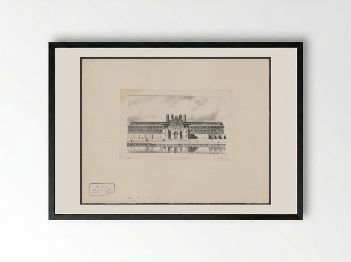 Gezicht op een gevangenis te Amsterdam - Gebroeders Diederichs - Framed Print Black