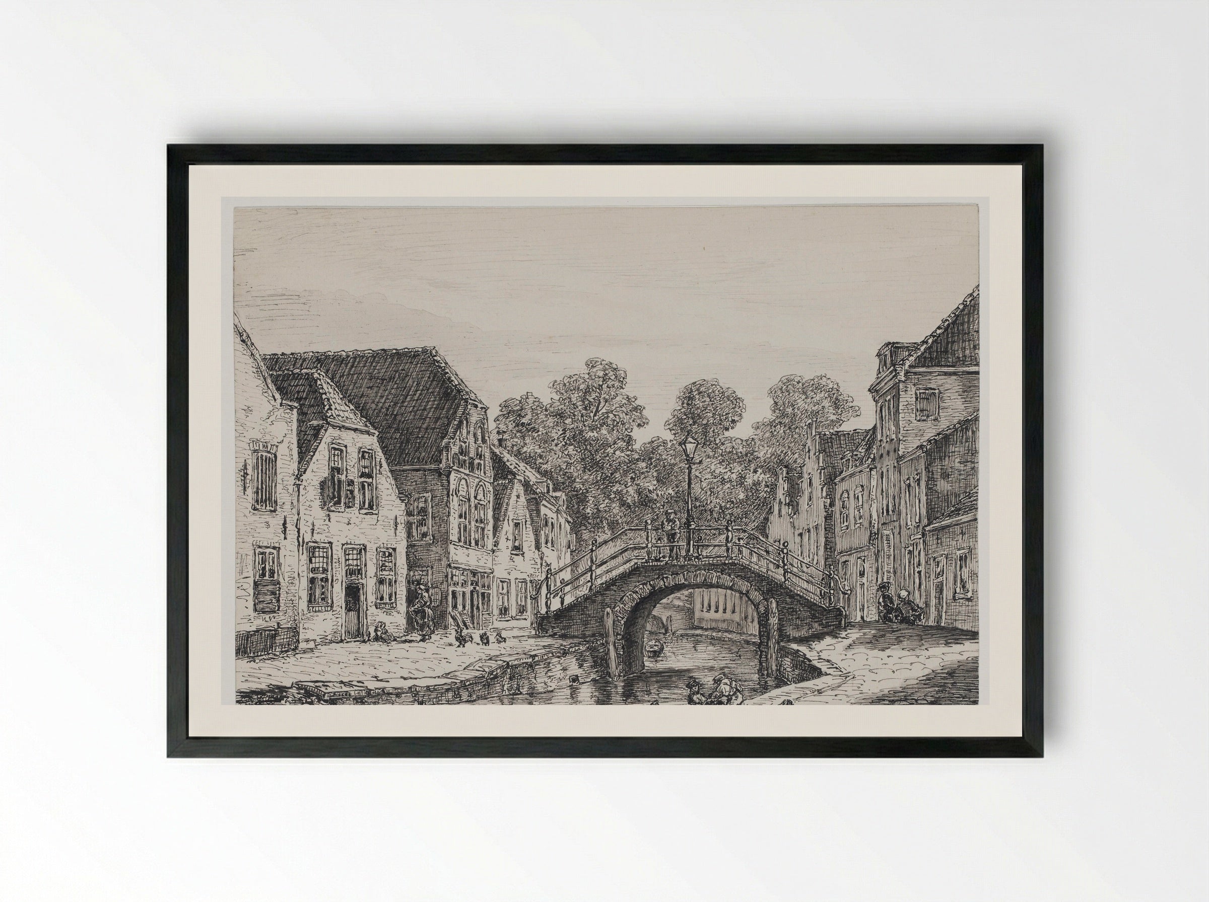 Gezicht op een gracht (View of a Canal) - Isaac Weissenbruch - Framed Print Black