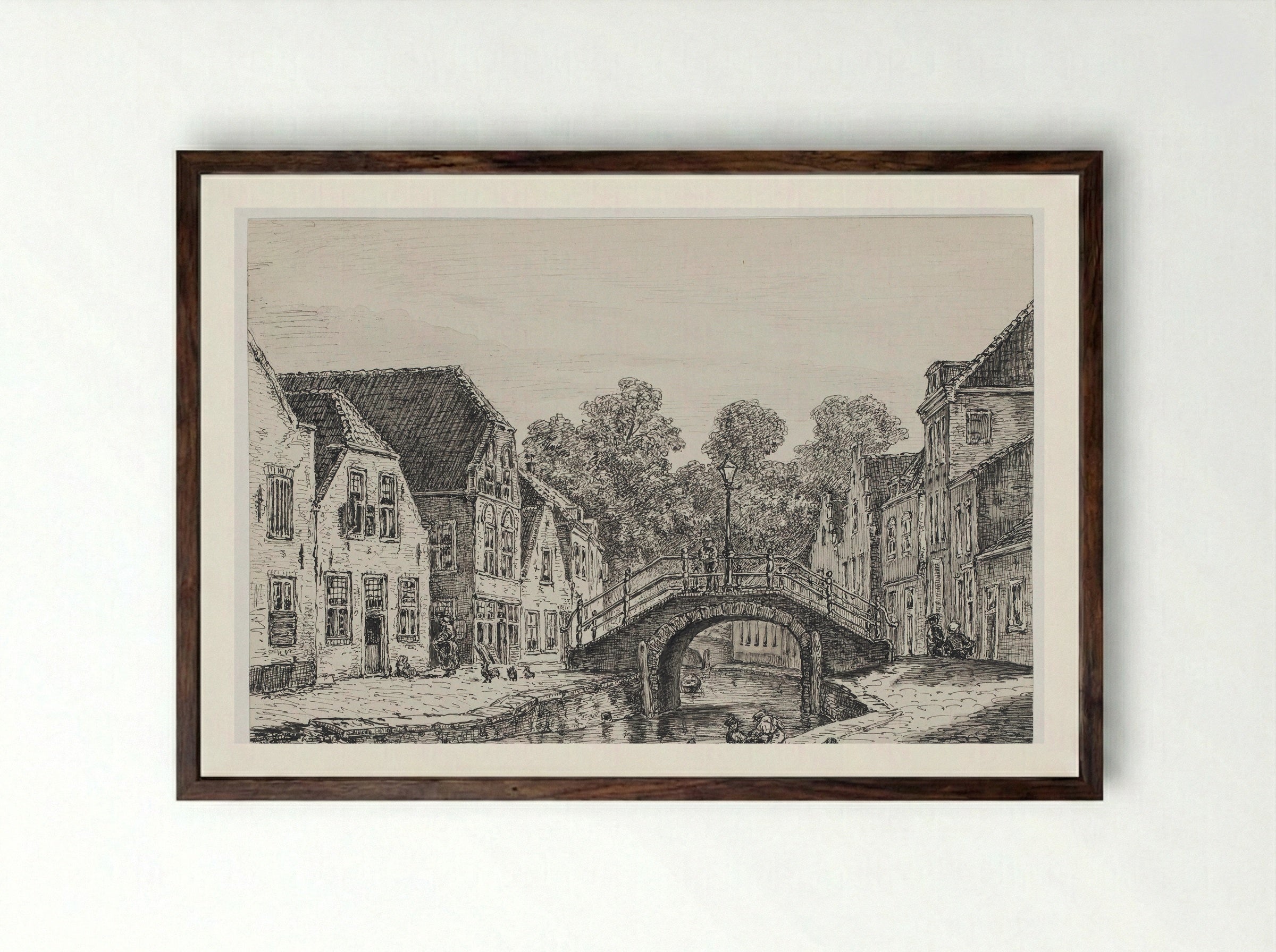 Gezicht op een gracht (View of a Canal) - Isaac Weissenbruch - Framed Print Dark Wood