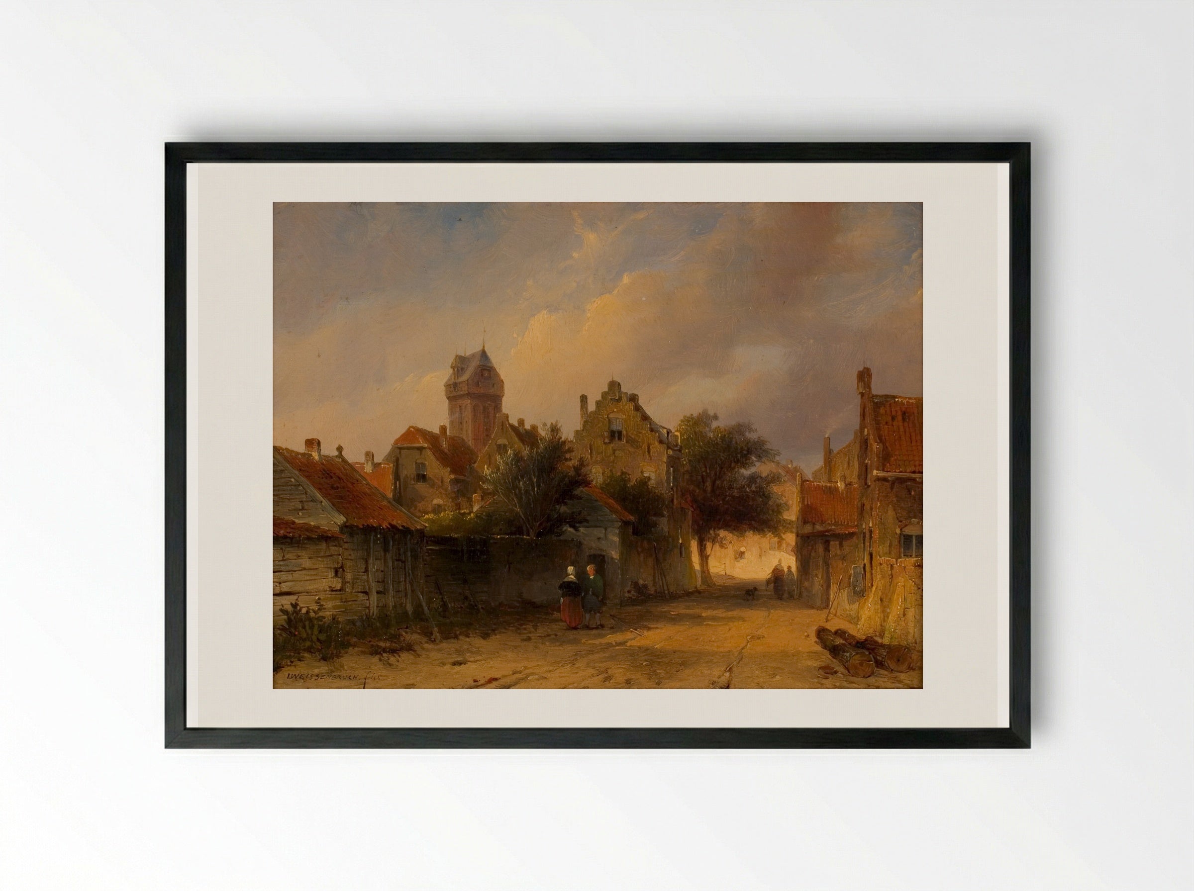 Gezicht op een kerk te Nijmegen - Jan Weissenbruch - Framed Print Black