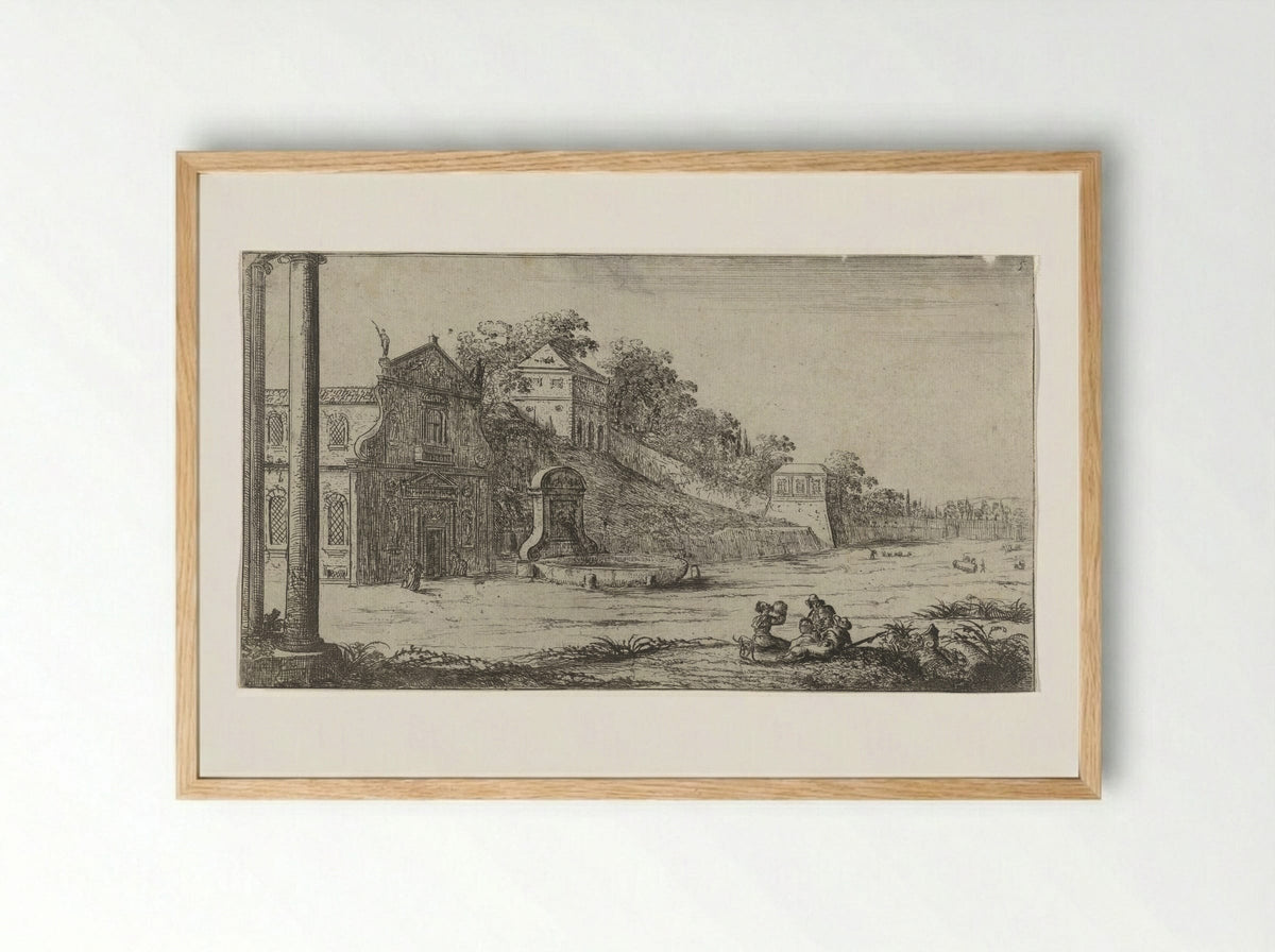 Gezicht op een kerk te Rome - Jan Baptist Weenix - Framed Print Wood
