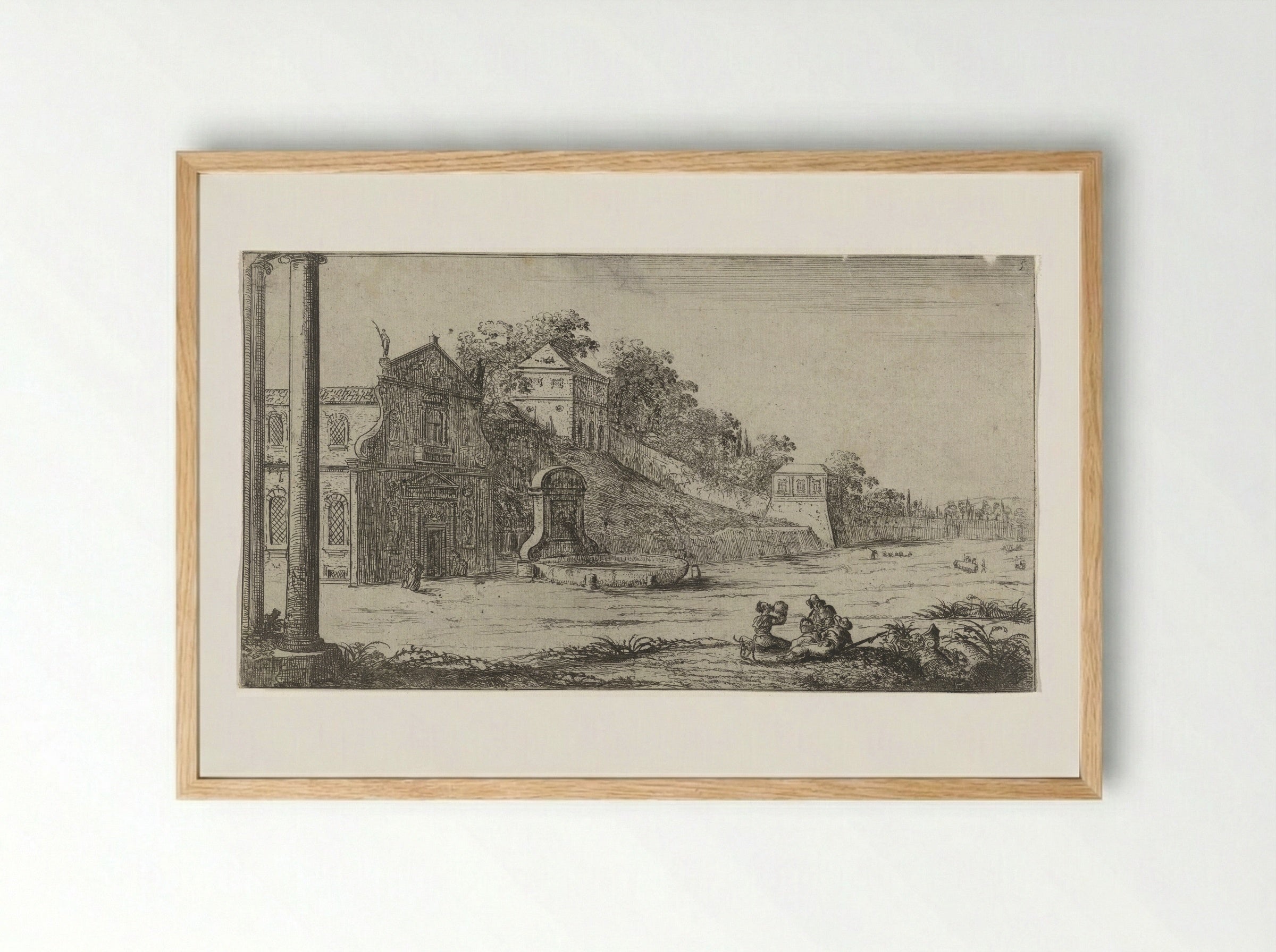 Gezicht op een kerk te Rome - Jan Baptist Weenix - Framed Print Wood