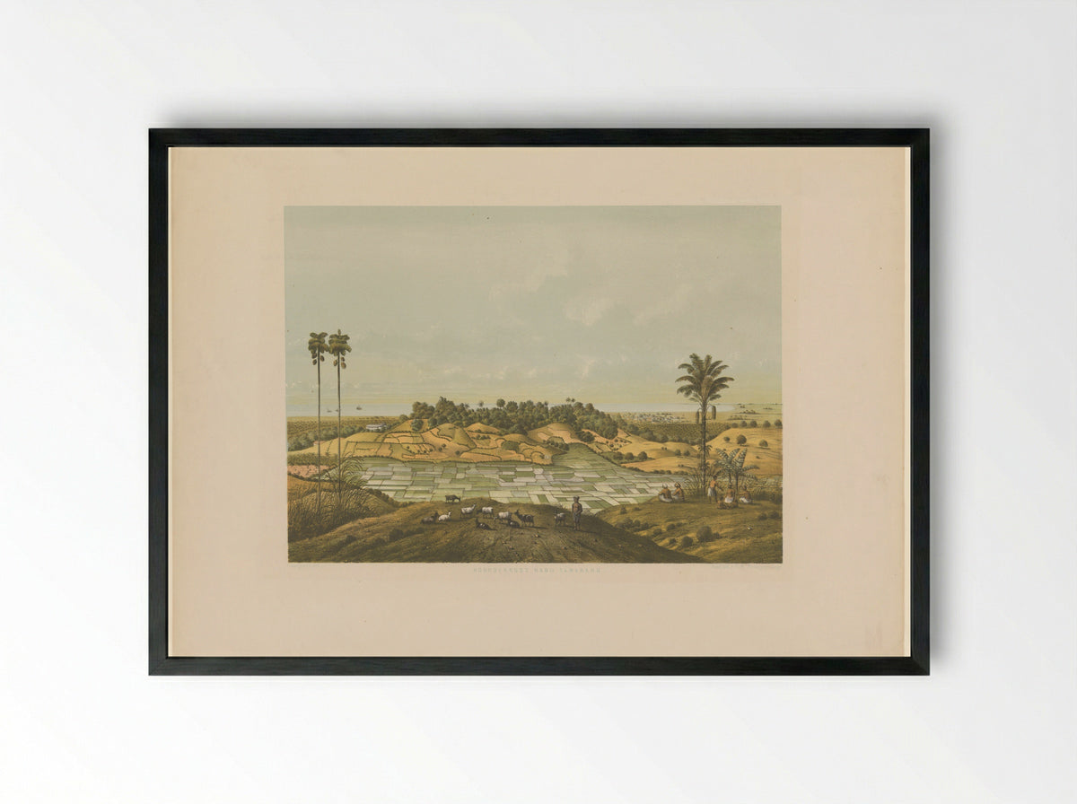 Gezicht op een landschap bij Samarang - Carl Wilhelm Mieling - Framed Print Black