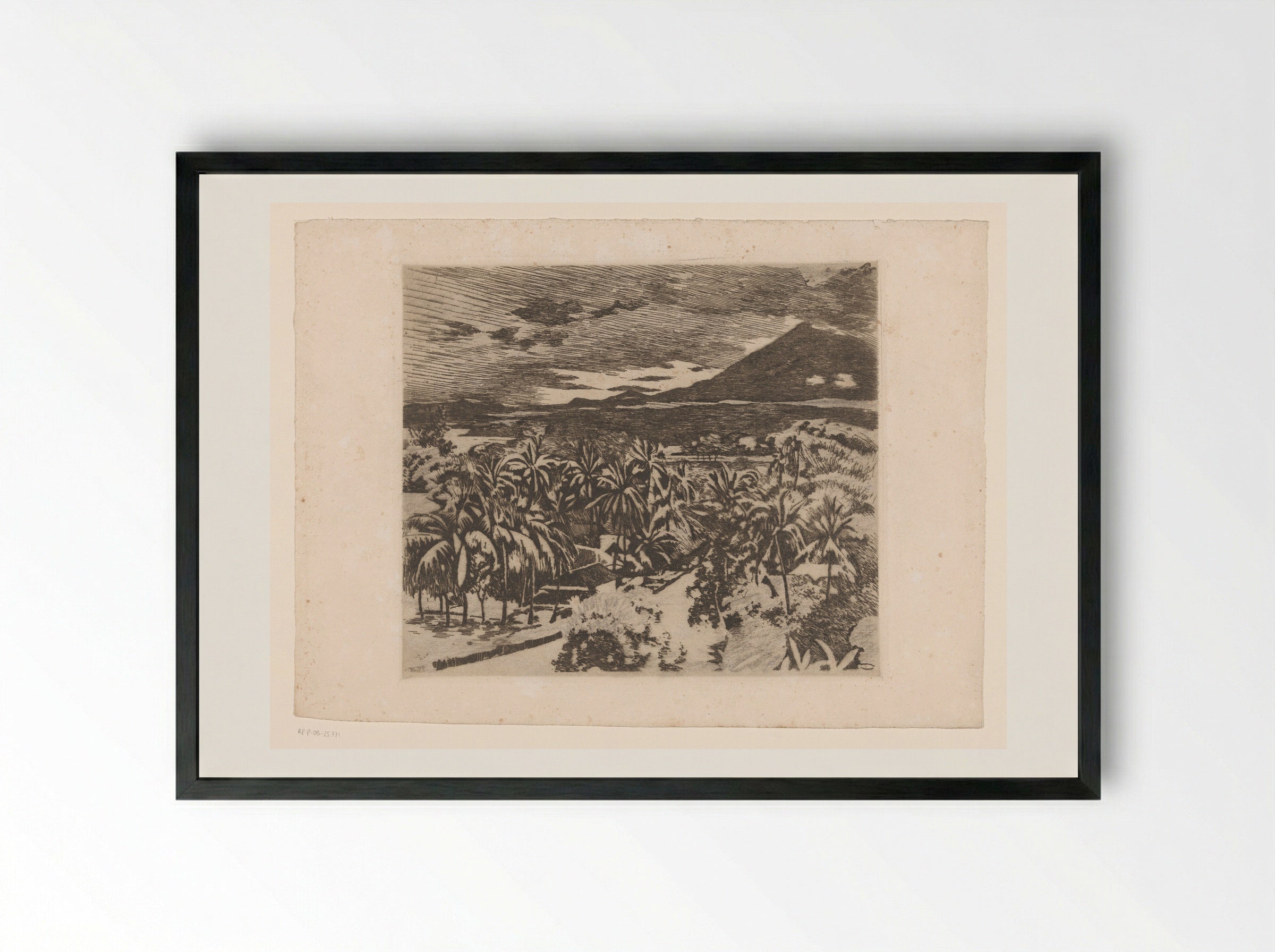 Gezicht op een landschap met klapperbomen in Buitenzorg - Willem Witsen - Framed Print Black