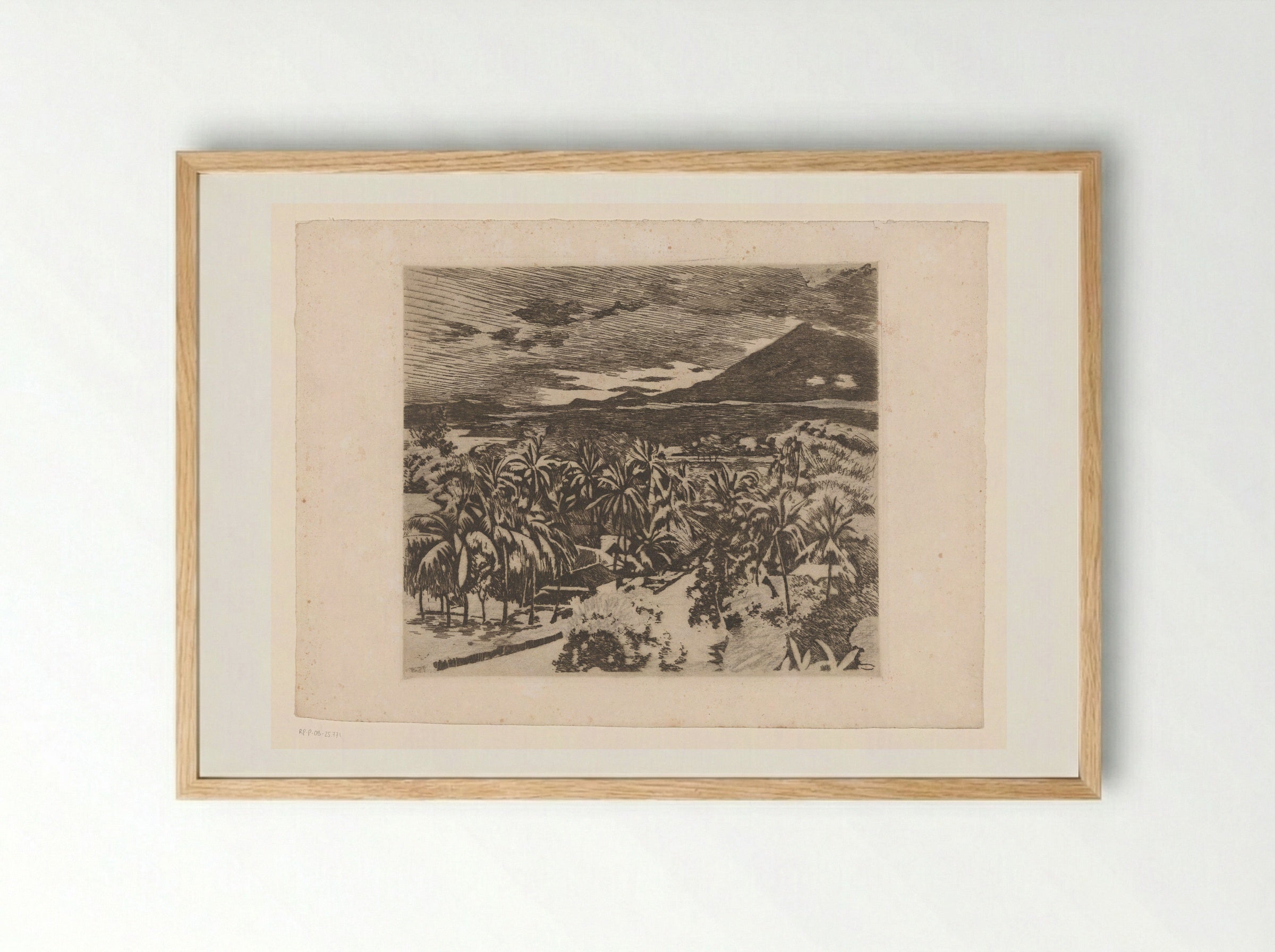 Gezicht op een landschap met klapperbomen in Buitenzorg - Willem Witsen - Framed Print Wood