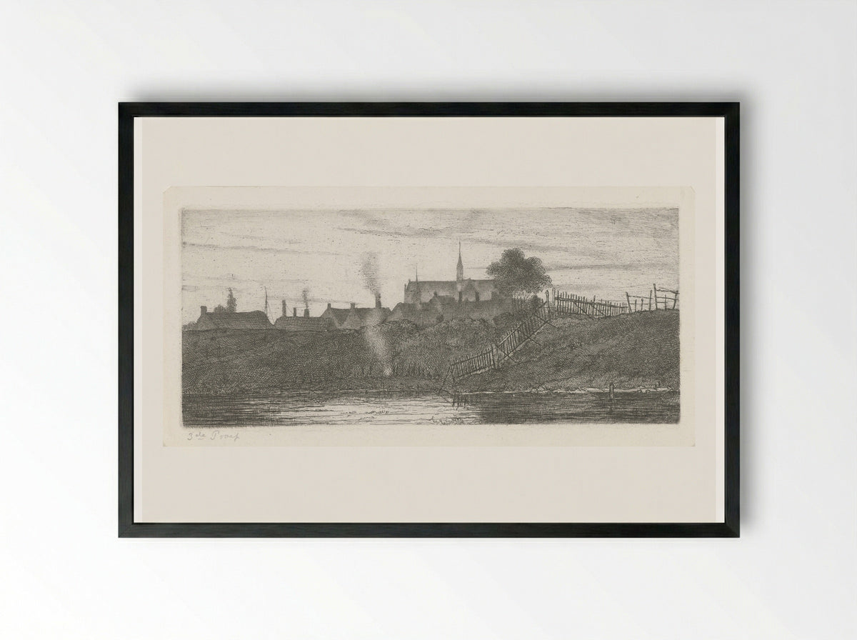 Gezicht op een stad (View of a City) - Jacobus Ludovicus Cornet - Framed Print Black