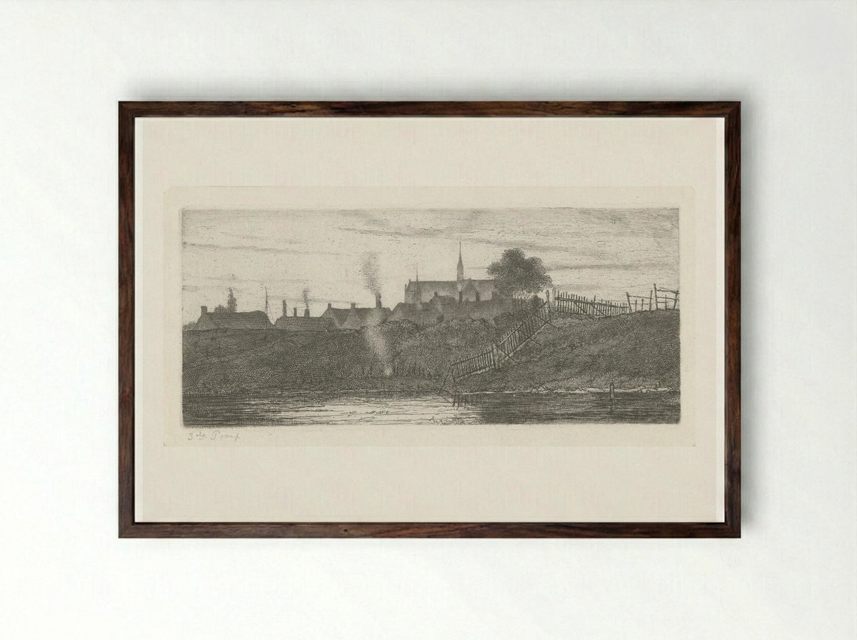 Gezicht op een stad (View of a City) - Jacobus Ludovicus Cornet - Framed Print Dark Wood