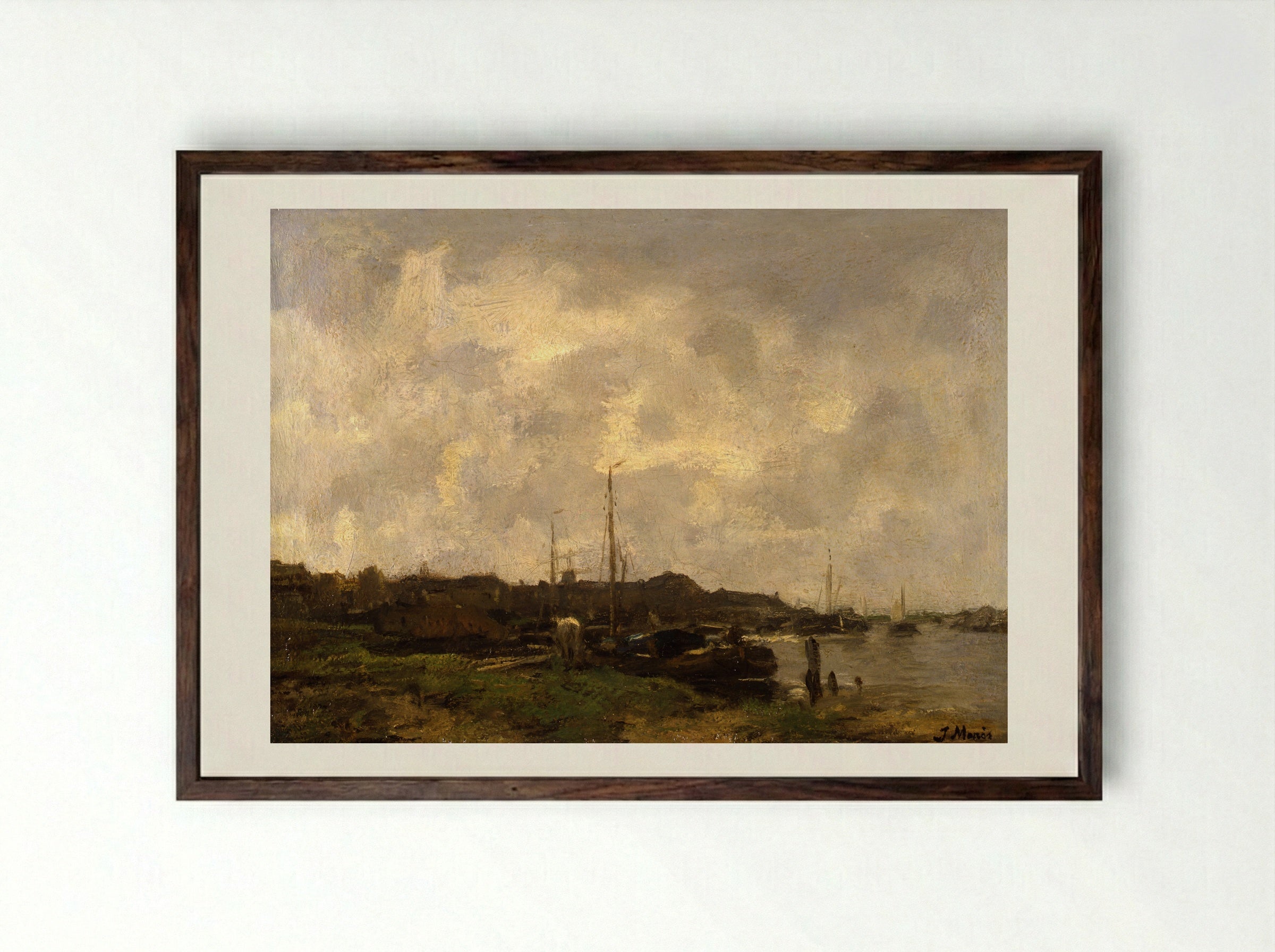 Gezicht op een stad (View of a City) - Jacob Maris - Framed Print Dark Wood