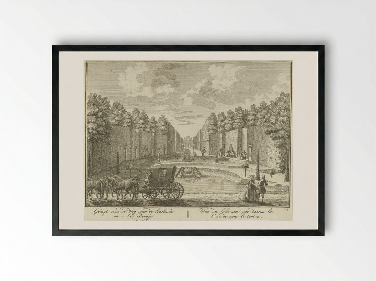 Gezicht op een vijver in de tuin van Huis ter Meer te Maarssen - Hendrik de Leth - Framed Print Black