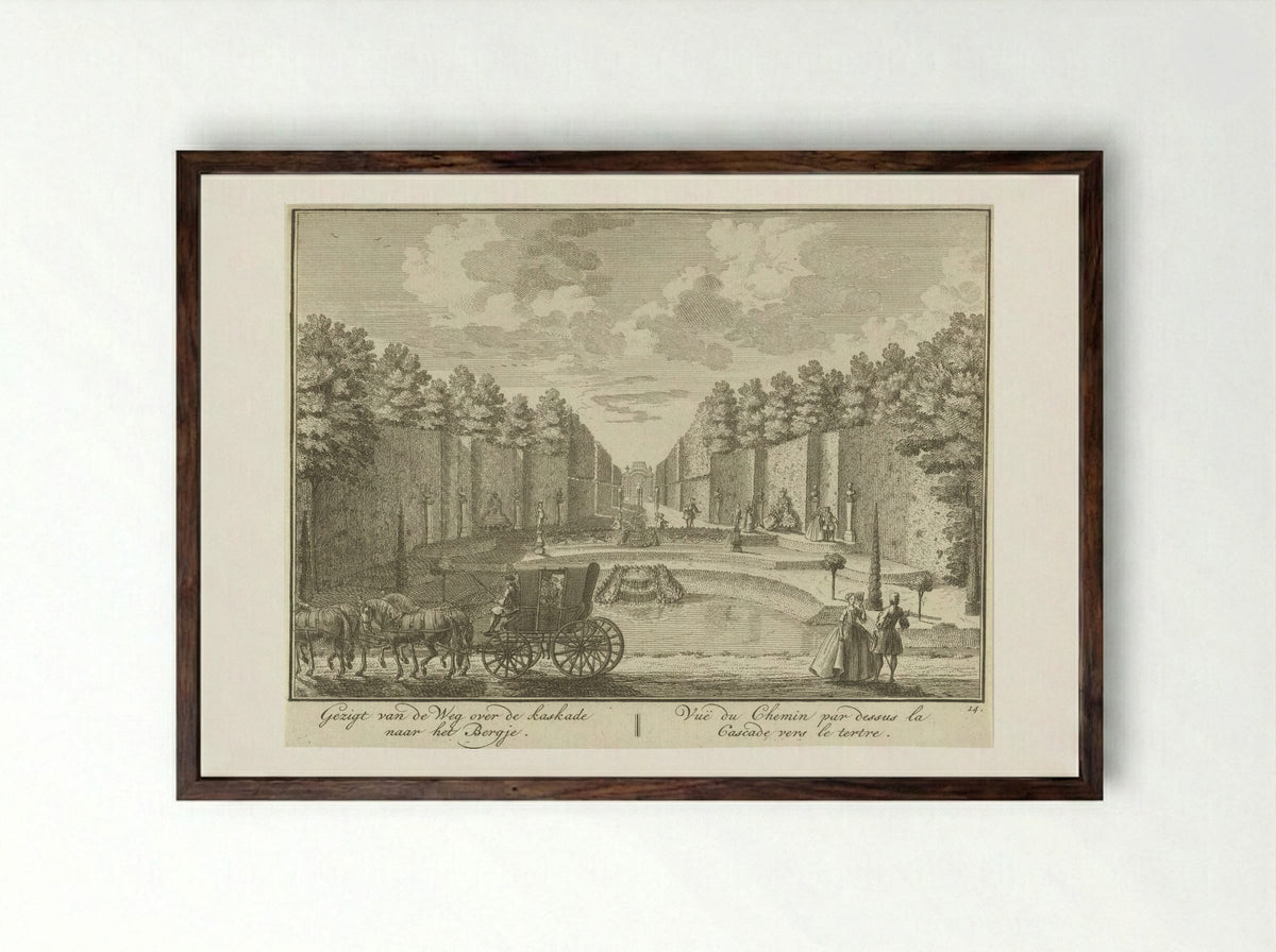 Gezicht op een vijver in de tuin van Huis ter Meer te Maarssen - Hendrik de Leth - Framed Print Dark Wood