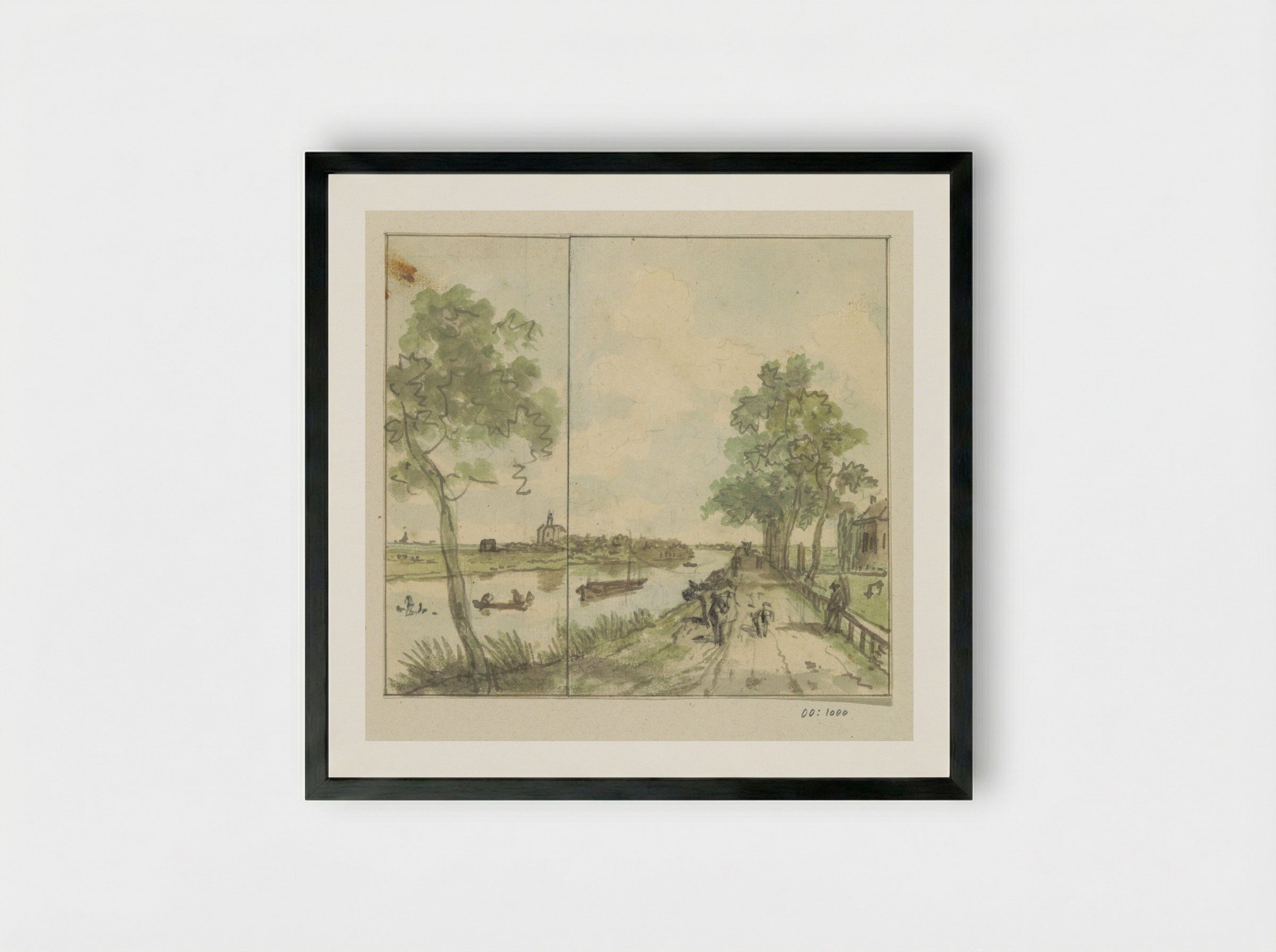 Gezicht op een weg langs het water - Jurriaan Andriessen - Framed Print Black