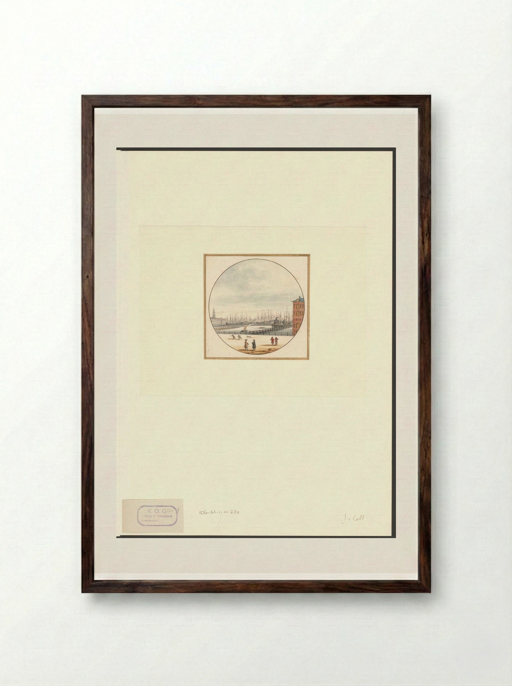 Gezicht op enkele schepen bij de Admiraliteitswerf - Jan van Call (I) - Framed Print Dark Wood