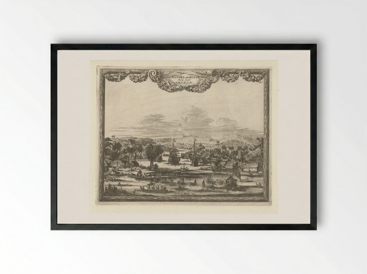 Gezicht op haven van Arakan - Thomas Doesburgh - Framed Print Black