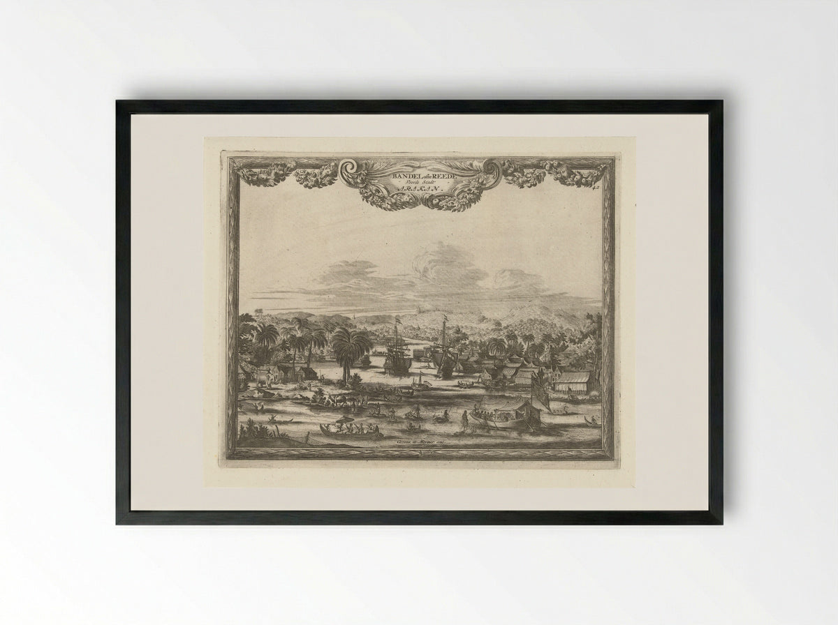 Gezicht op haven van Arakan - Thomas Doesburgh - Framed Print Black