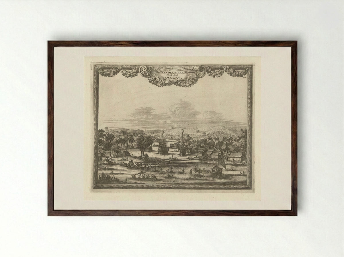 Gezicht op haven van Arakan - Thomas Doesburgh - Framed Print Dark Wood