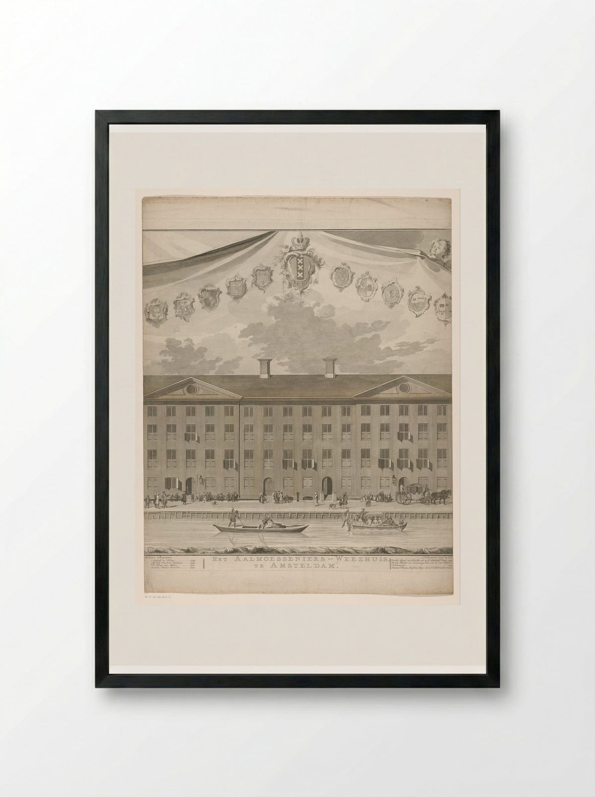 Gezicht op het Aalmoezeniersweeshuis te Amsterdam (middelste deel) - Jan Punt - Framed Print Black