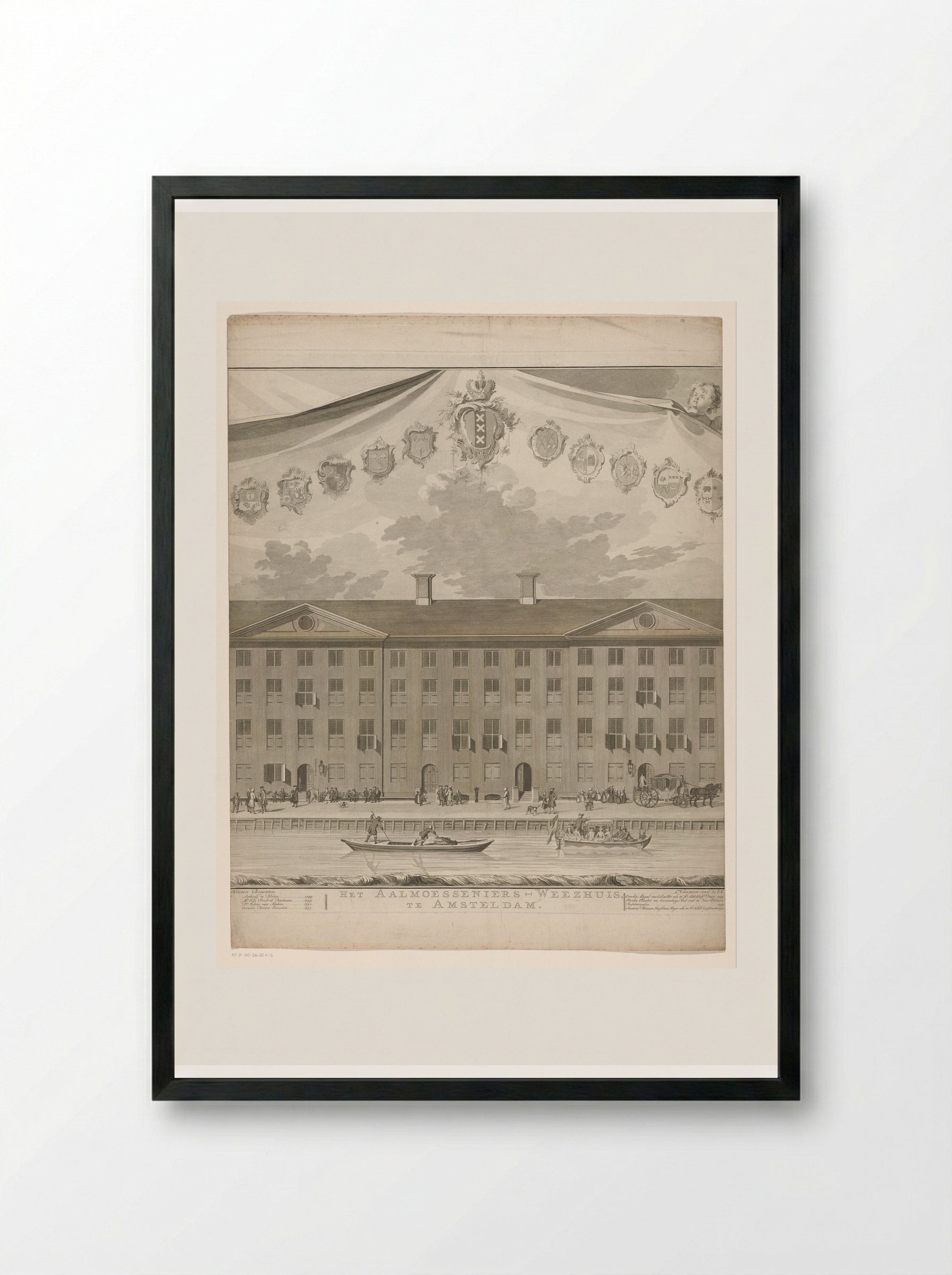 Gezicht op het Aalmoezeniersweeshuis te Amsterdam (middelste deel) - Jan Punt - Framed Print Black