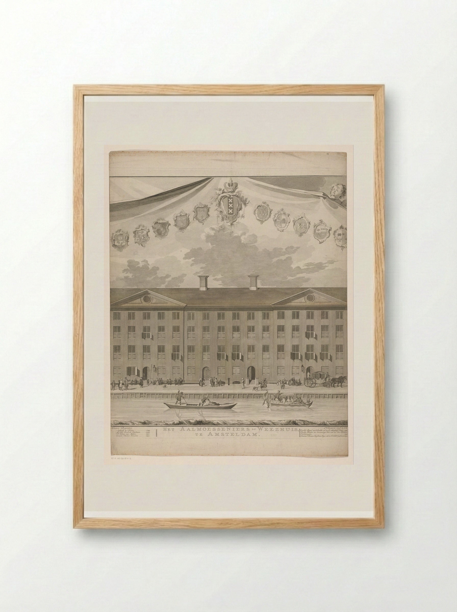 Gezicht op het Aalmoezeniersweeshuis te Amsterdam (middelste deel) - Jan Punt - Framed Print Wood