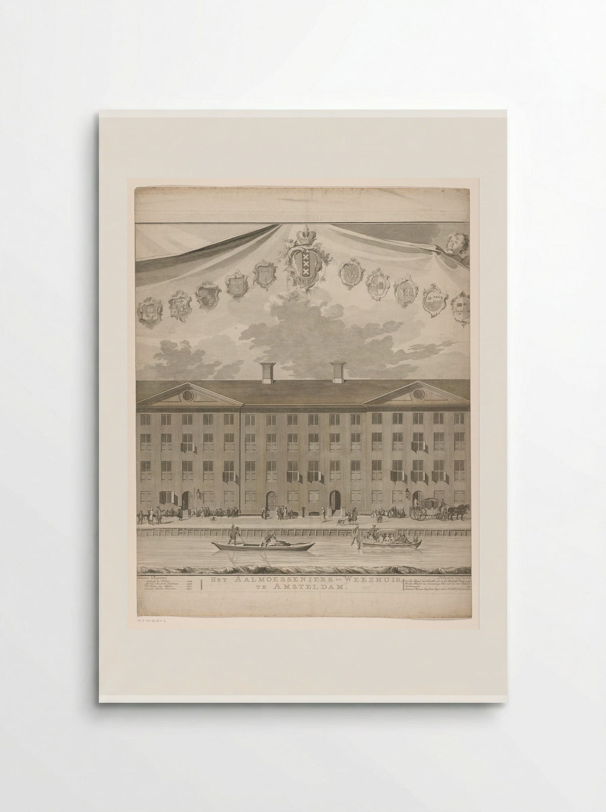 Gezicht op het Aalmoezeniersweeshuis te Amsterdam (middelste deel) - Jan Punt - Poster
