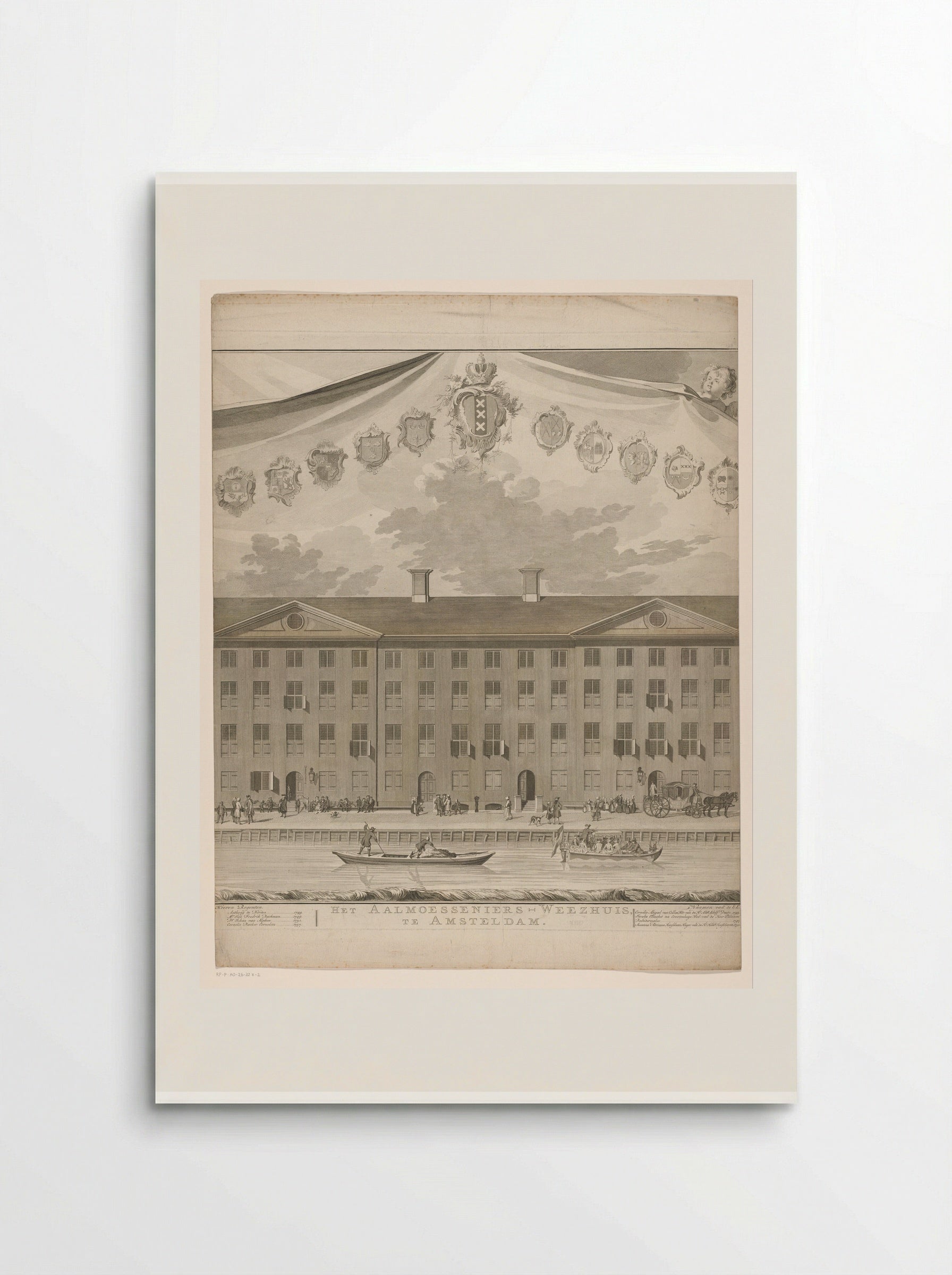 Gezicht op het Aalmoezeniersweeshuis te Amsterdam (middelste deel) - Jan Punt - Poster