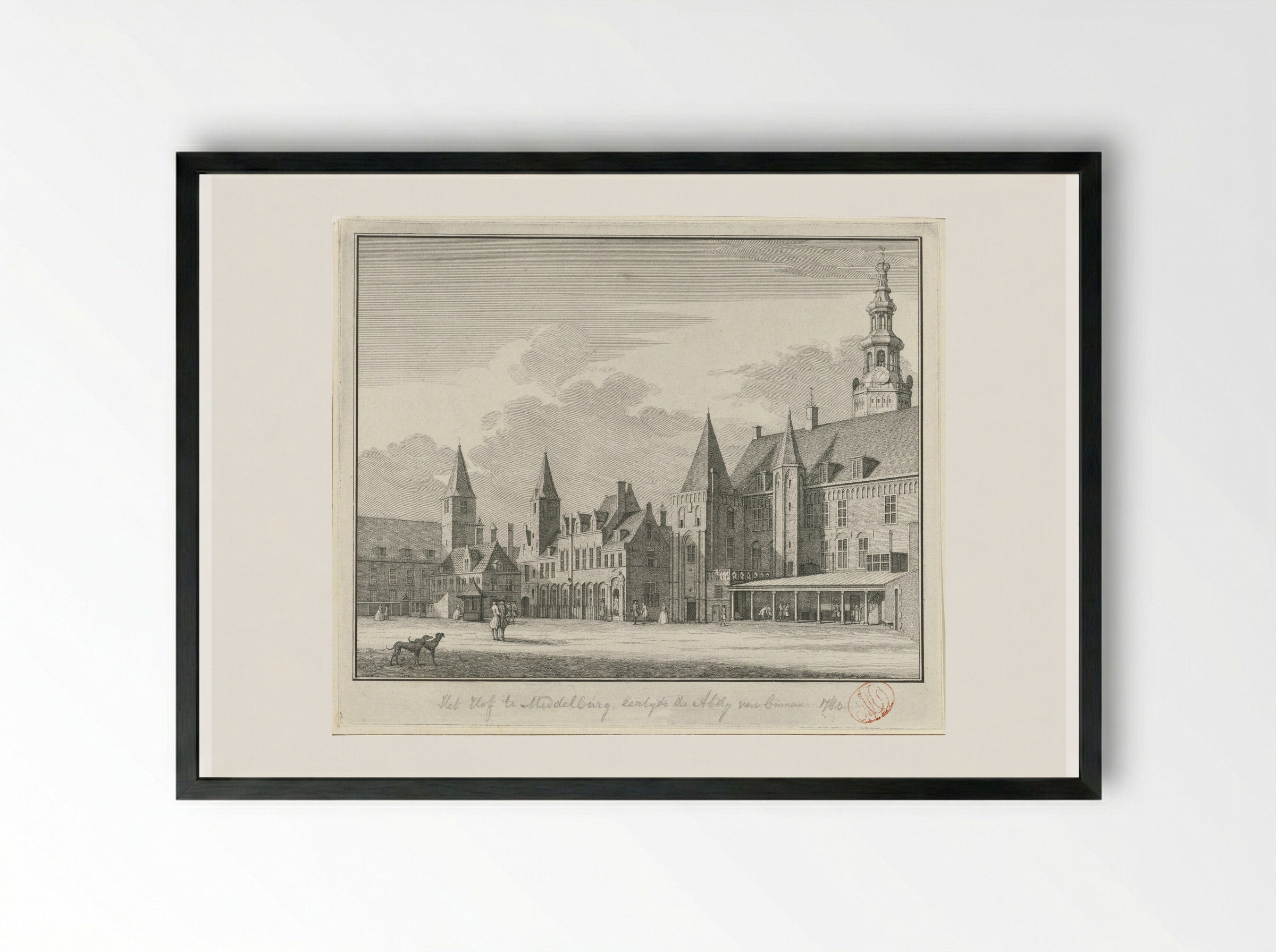 Gezicht op het Abdijplein te Middelburg - Jan Caspar Philips - Framed Print Black
