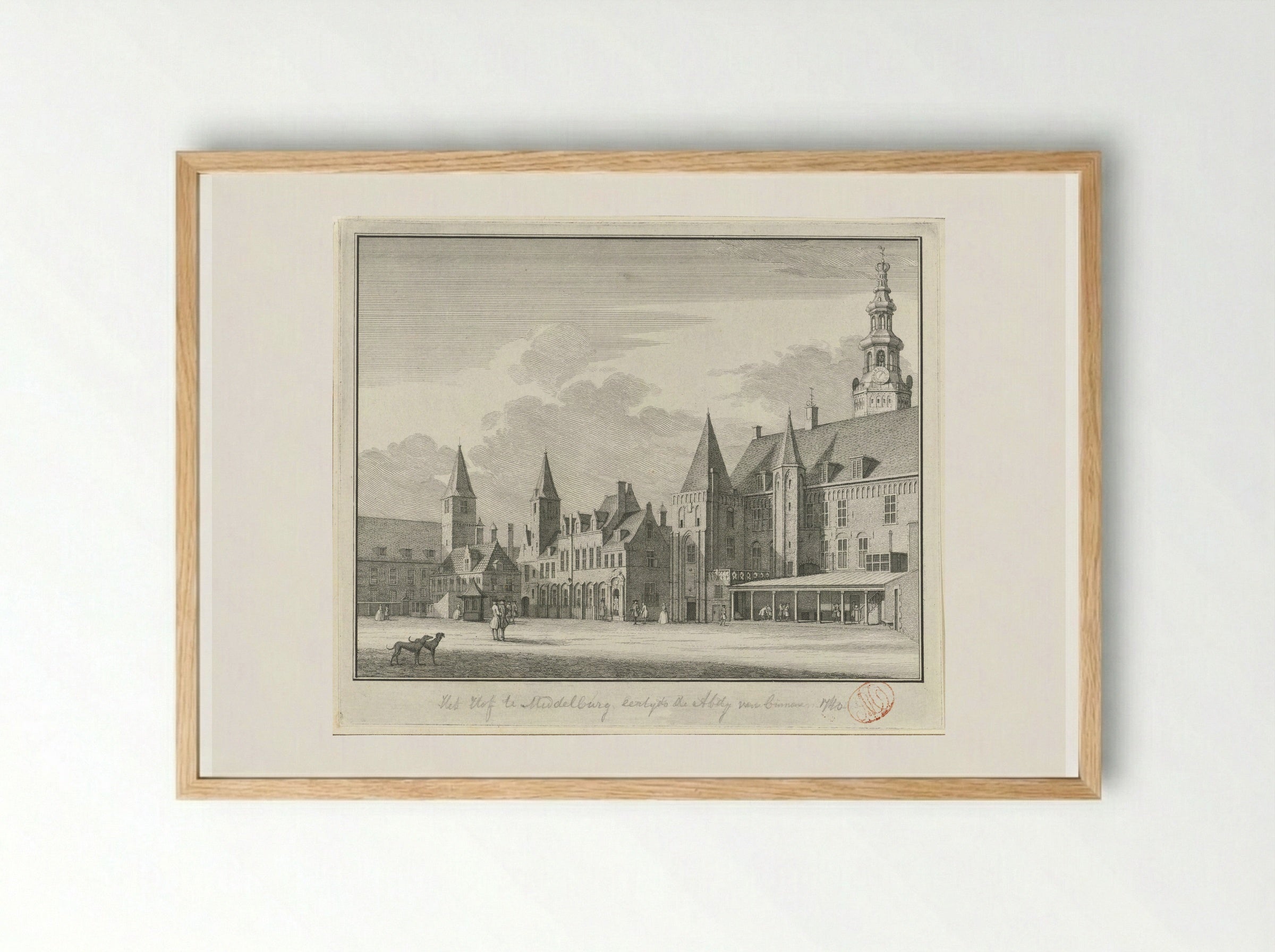 Gezicht op het Abdijplein te Middelburg - Jan Caspar Philips - Framed Print Wood