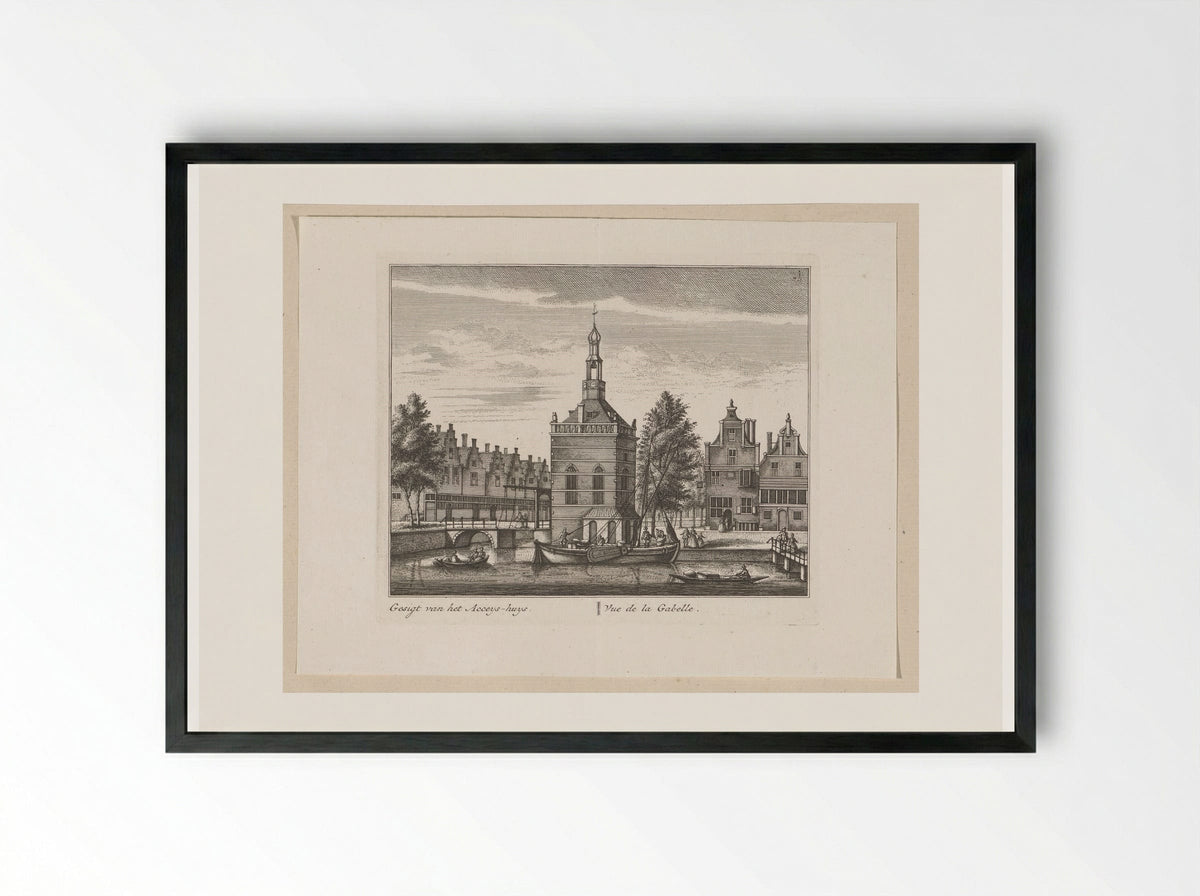 Gezicht op het Accijnshuis te Alkmaar - Leonard Schenk - Framed Print Black